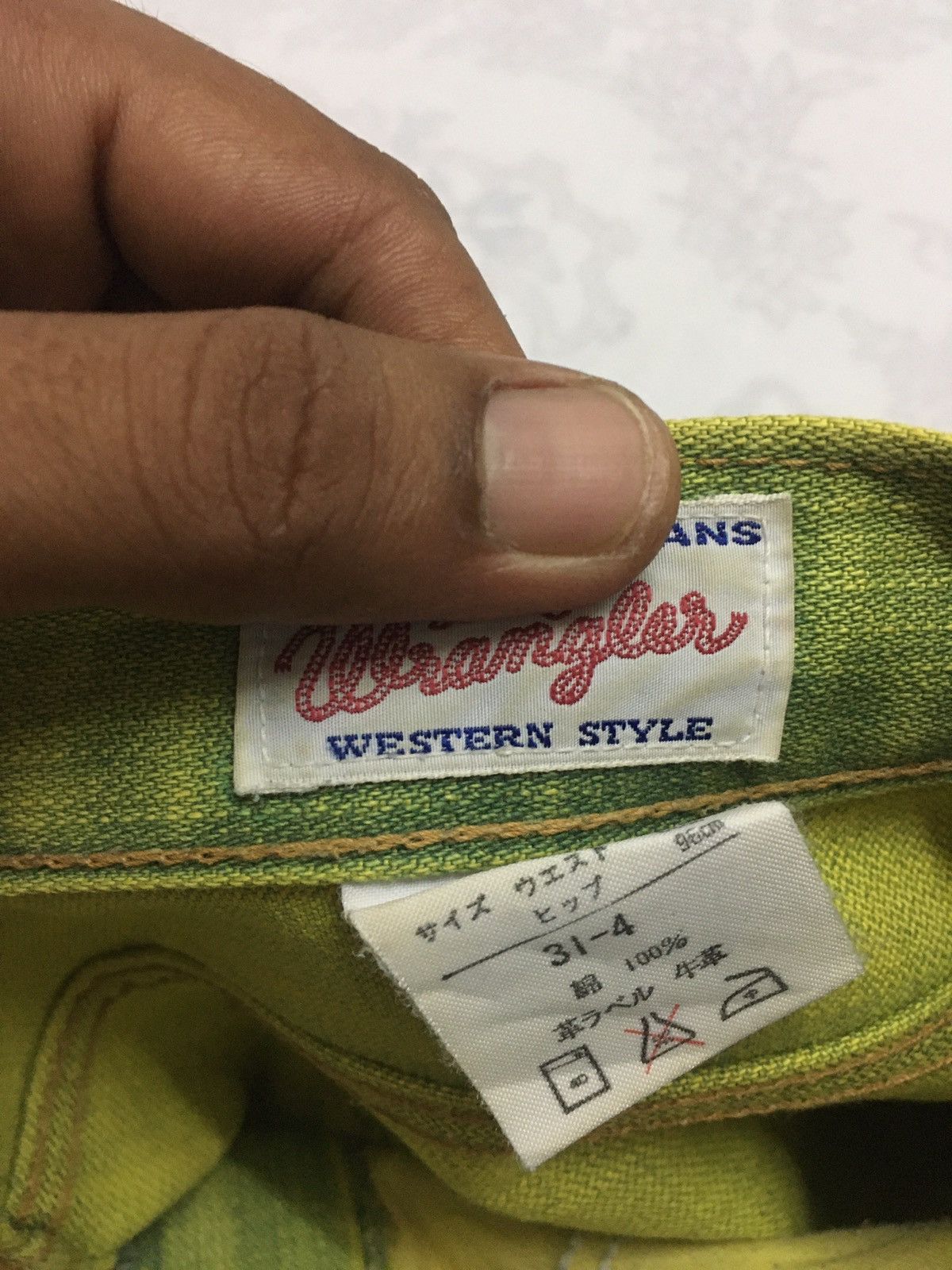 Japanese Brand × Wrangler VeryRare🔥Strike Green Flourescent Wrangler Denim Pants Size US 33 - 6 Thumbnail