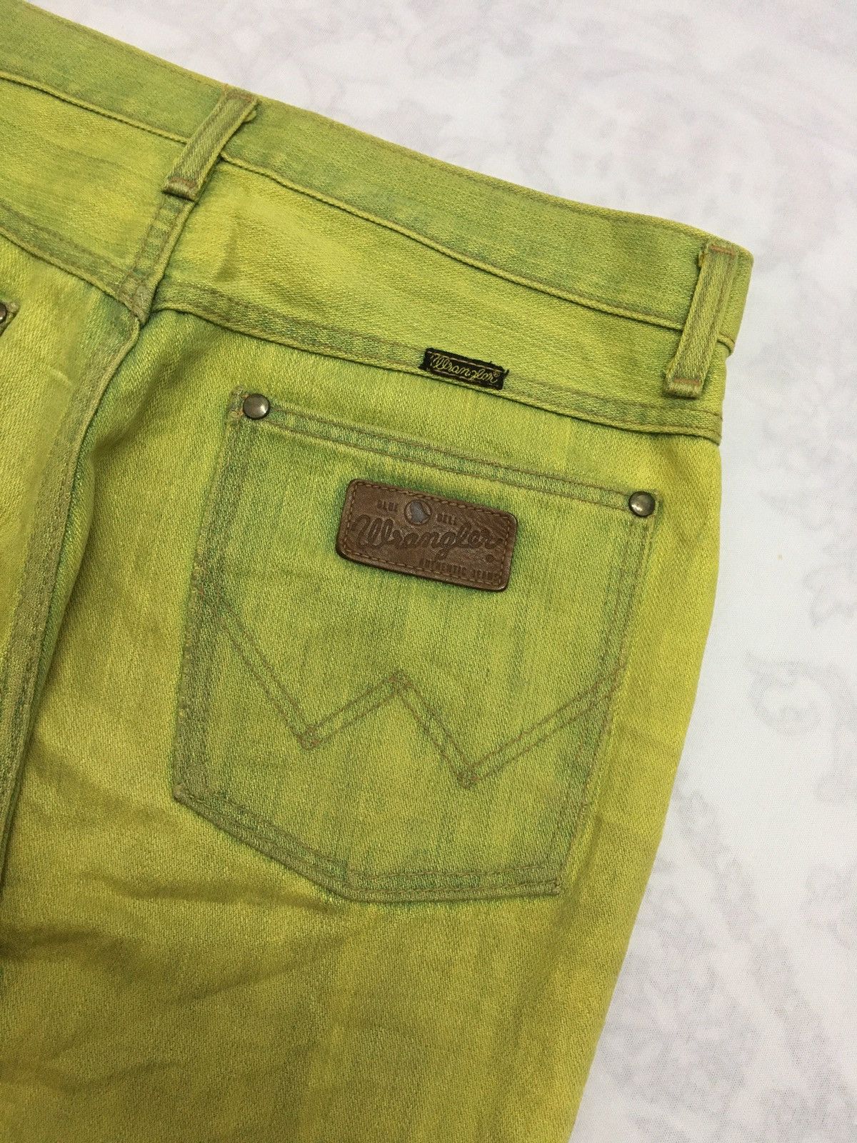 Japanese Brand × Wrangler VeryRare🔥Strike Green Flourescent Wrangler Denim Pants Size US 33 - 5 Thumbnail