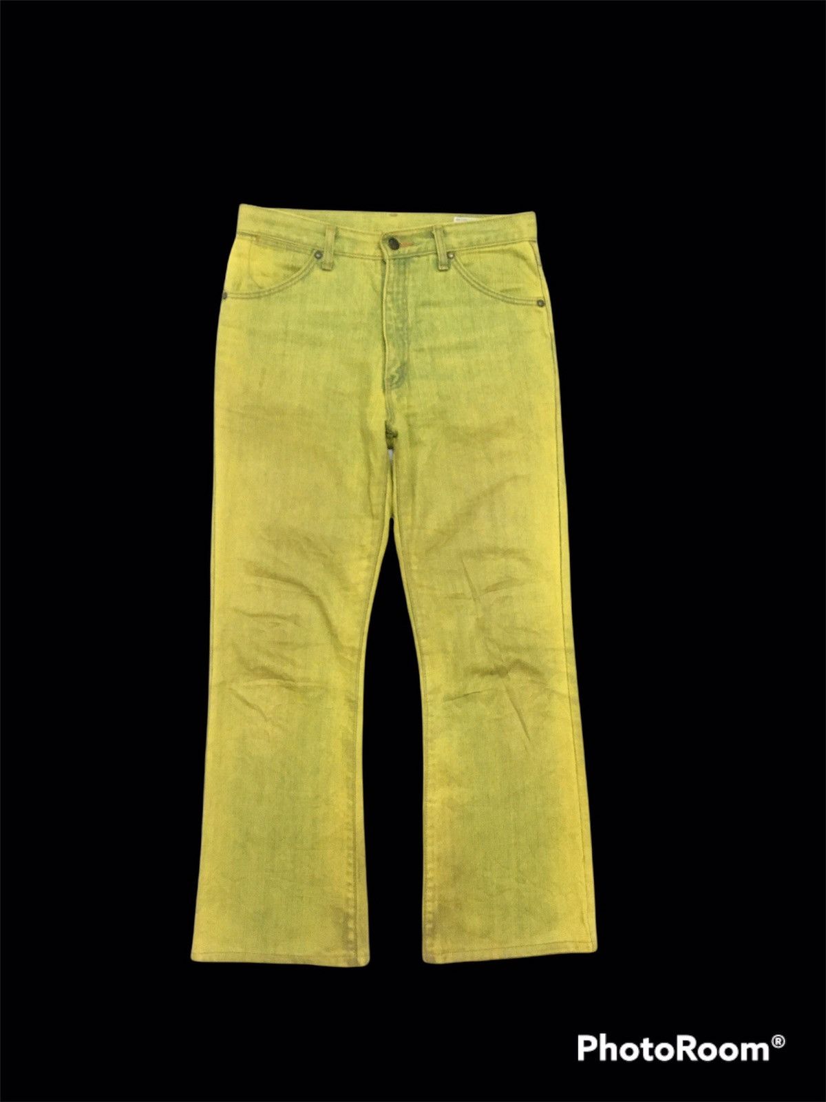 Japanese Brand × Wrangler VeryRare🔥Strike Green Flourescent Wrangler Denim Pants Size US 33 - 1 Thumbnail