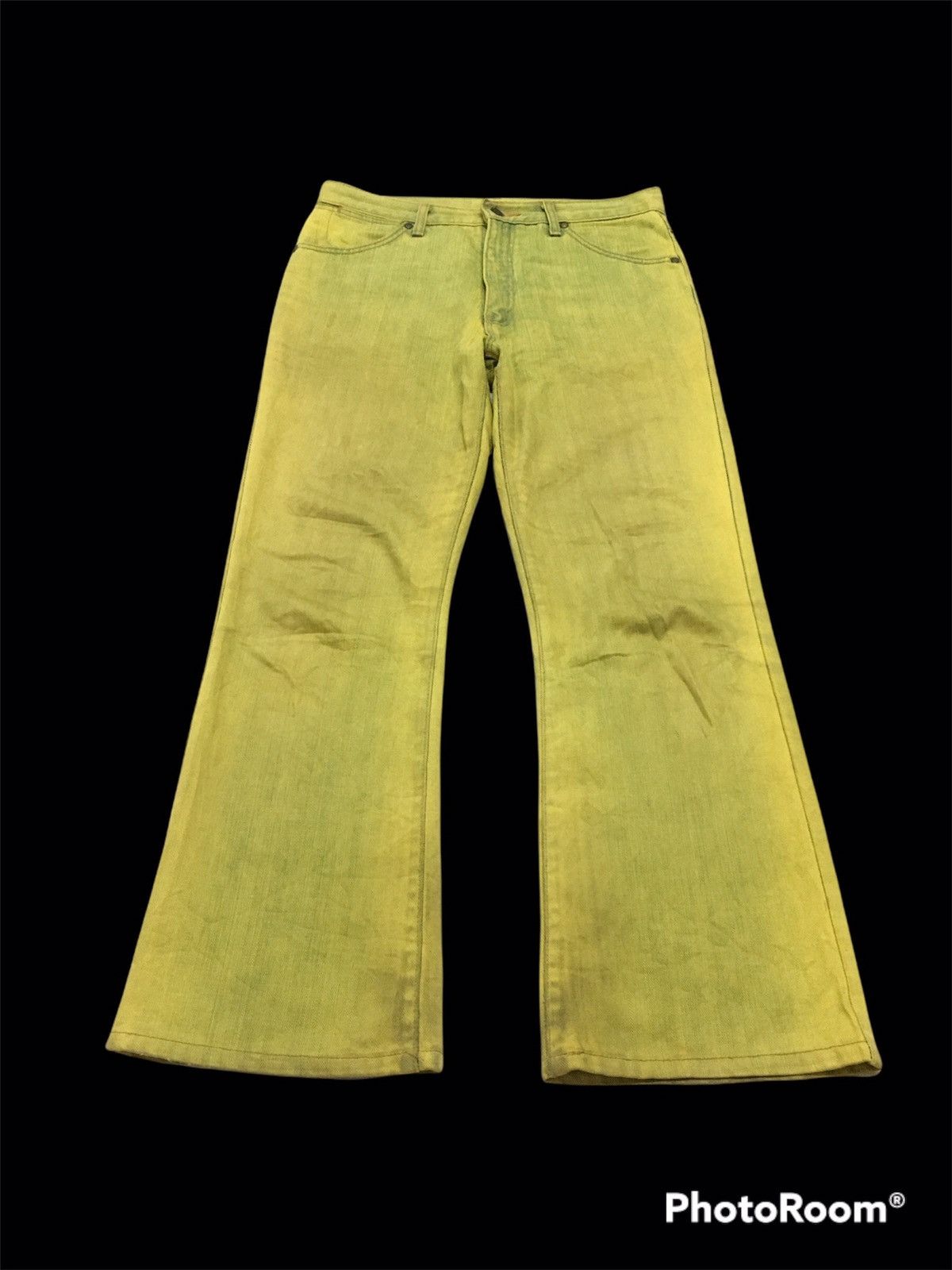 Japanese Brand × Wrangler VeryRare🔥Strike Green Flourescent Wrangler Denim Pants Size US 33 - 2 Thumbnail