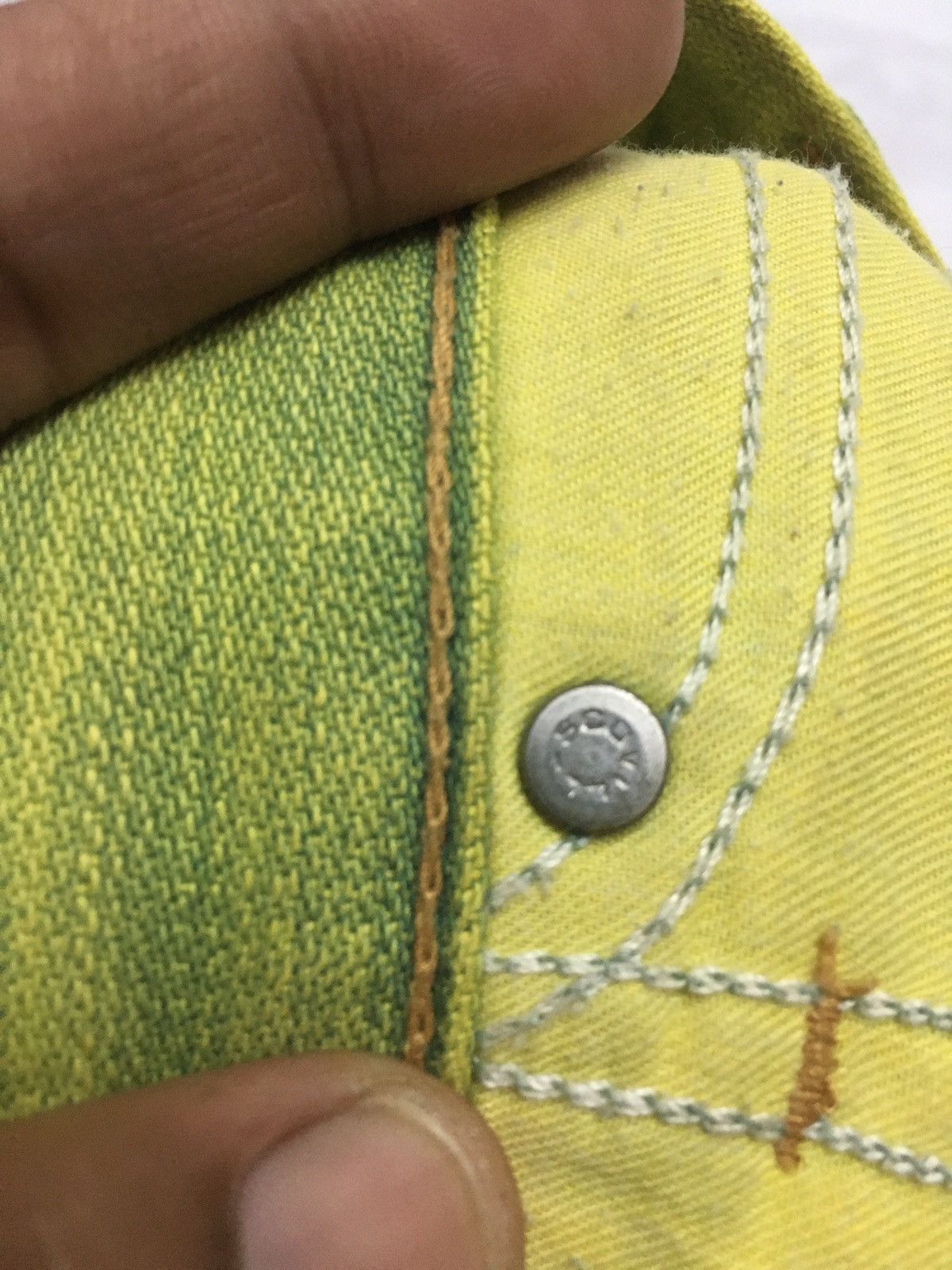 Japanese Brand × Wrangler VeryRare🔥Strike Green Flourescent Wrangler Denim Pants Size US 33 - 8 Thumbnail