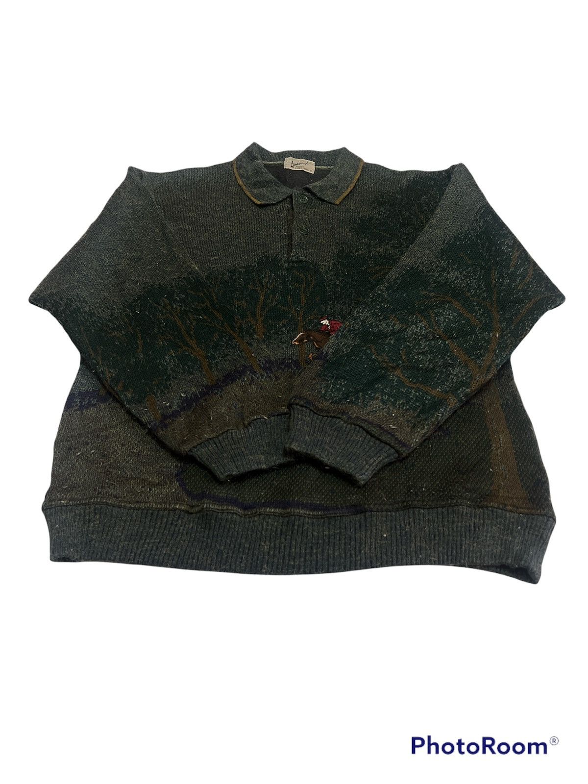 Japanese Brand × Vintage Vintage Mohair/Wool Half Button Overprint Longsleeve Size US M / EU 48-50 / 2 - 4 Thumbnail