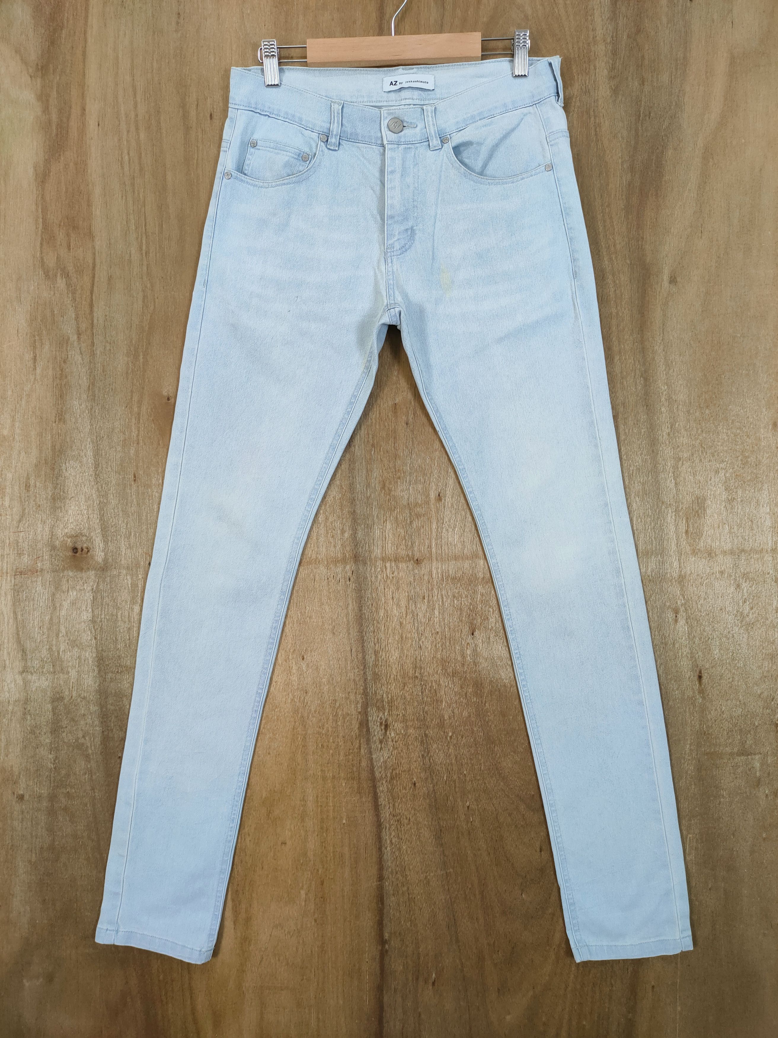 image of Az Junhashimoto Light Blue Skinny Jeans Denim Pants in Faded Light Blue, Men's (Size 30)