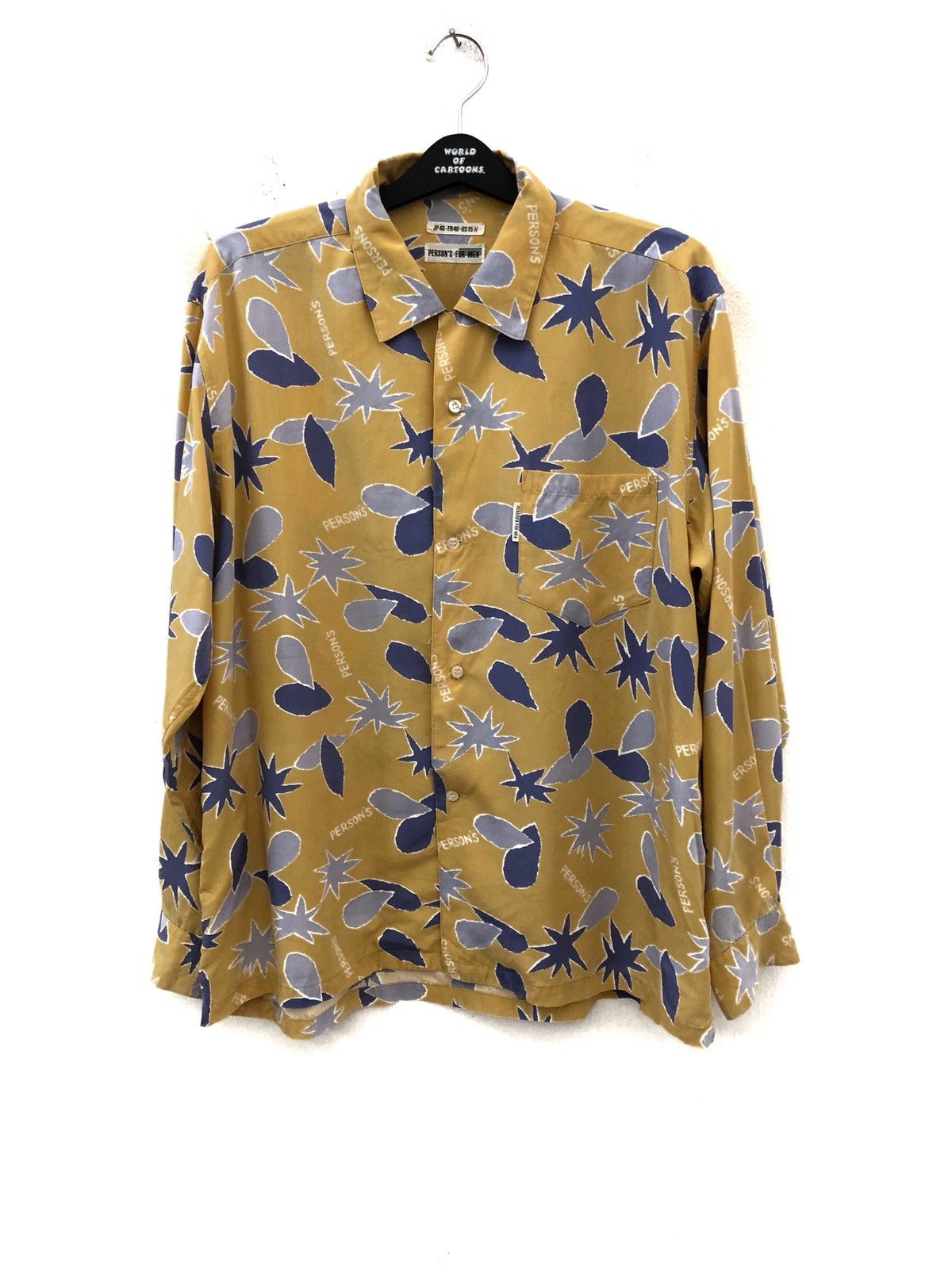 PERSON'S Vtg Person's For Men Japan Logo Print Rayon LS Hawaiian Size US L / EU 52-54 / 3 - 1 Thumbnail