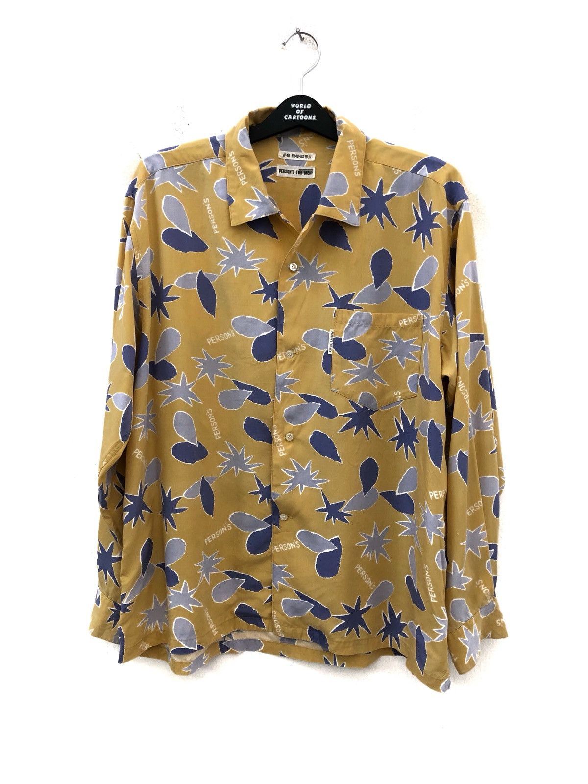 PERSON'S Vtg Person's For Men Japan Logo Print Rayon LS Hawaiian Size US L / EU 52-54 / 3 - 2 Thumbnail