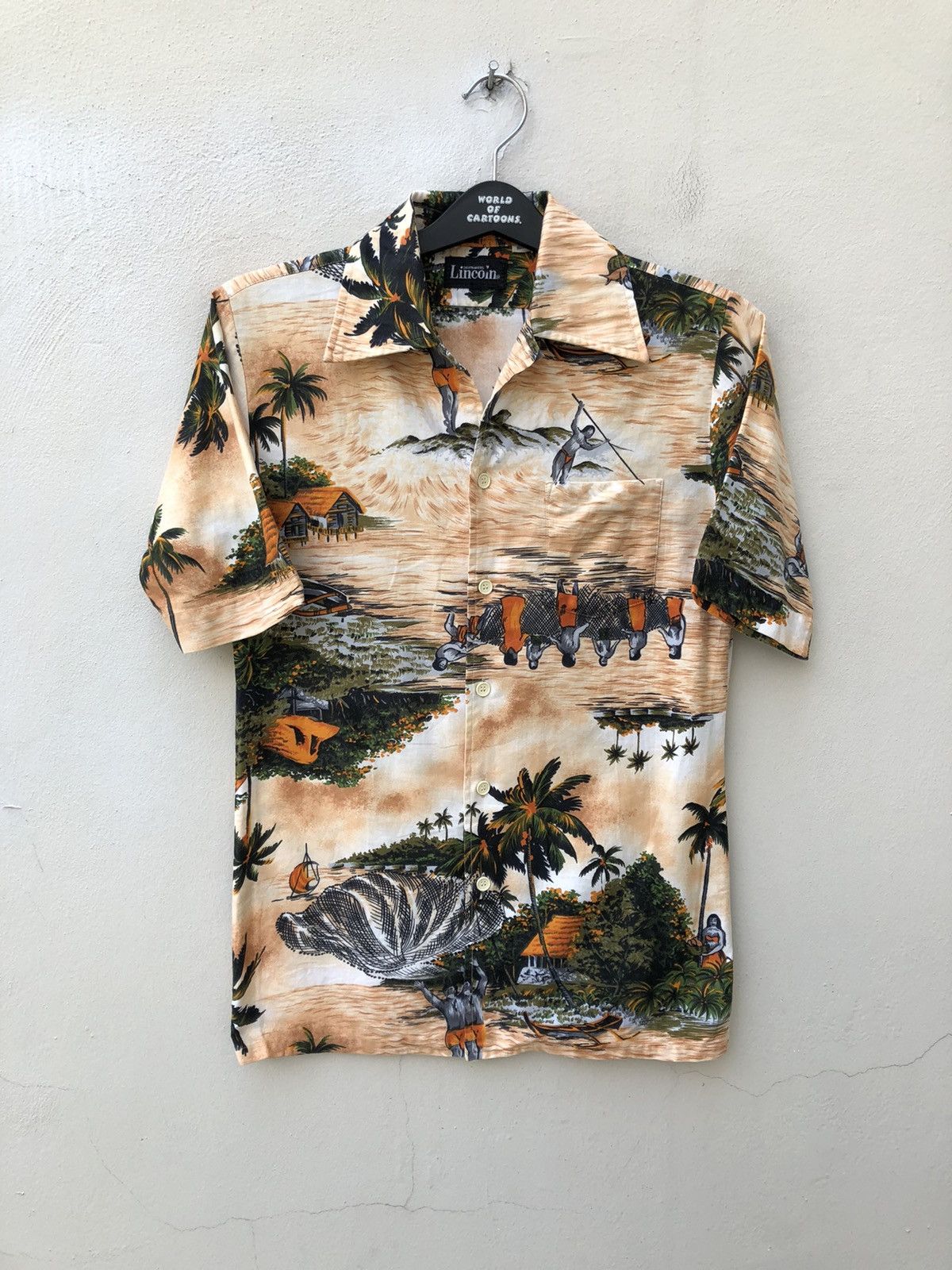 Japanese Brand × Vintage 60s 70s Hawaiian Shirt Lincoln Fisherman Island Size US S / EU 44-46 / 1 - 9 Thumbnail