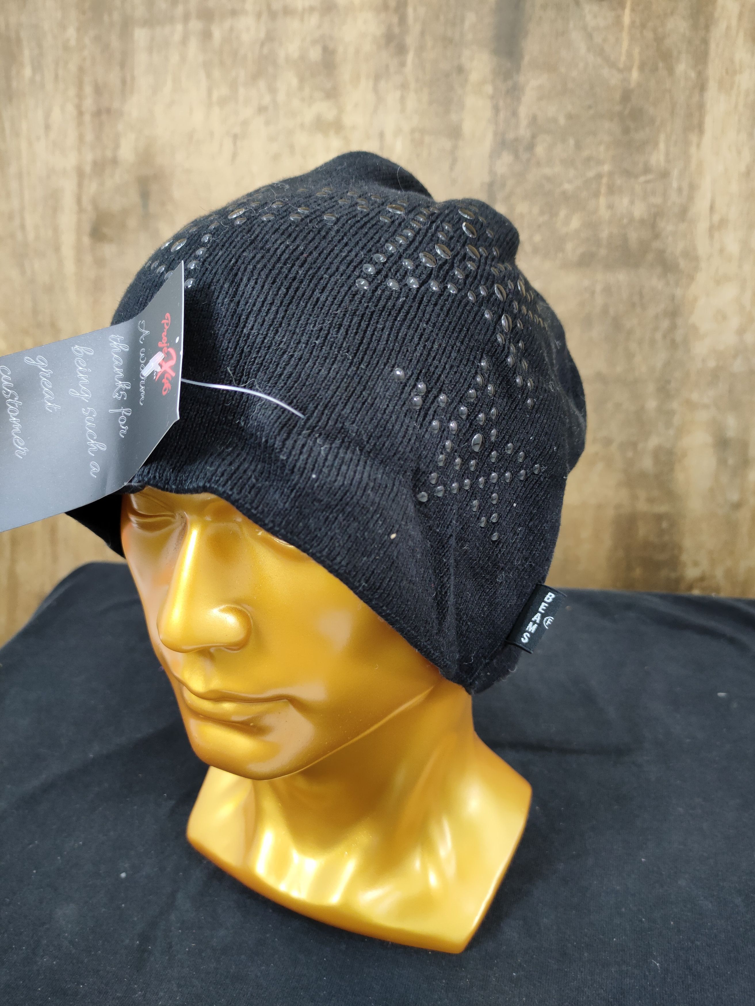 image of Beams Plus Dl Beams Black Star Japan Beanie Hat 179, Men's