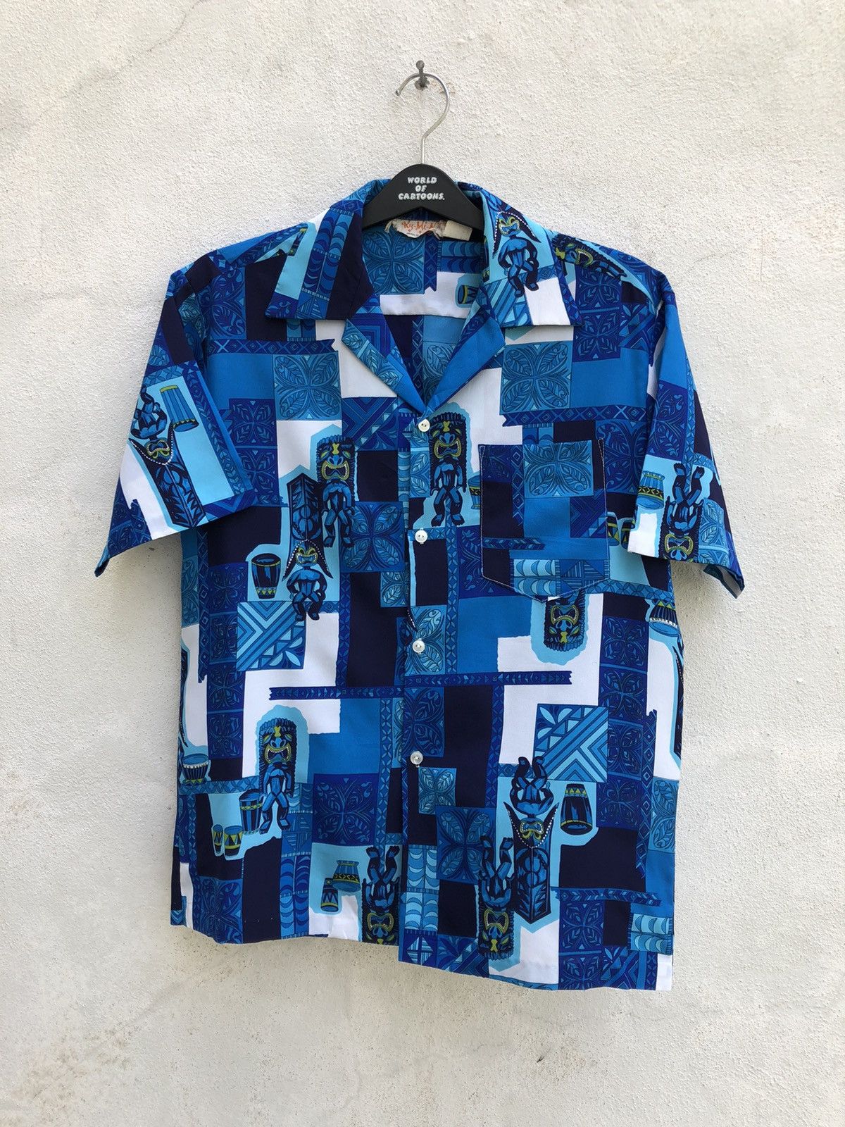 Vintage Vintage 70s Hawaiian Shirt Tiki Idol Aloha Shirt Size US M / EU 48-50 / 2 - 1 Thumbnail
