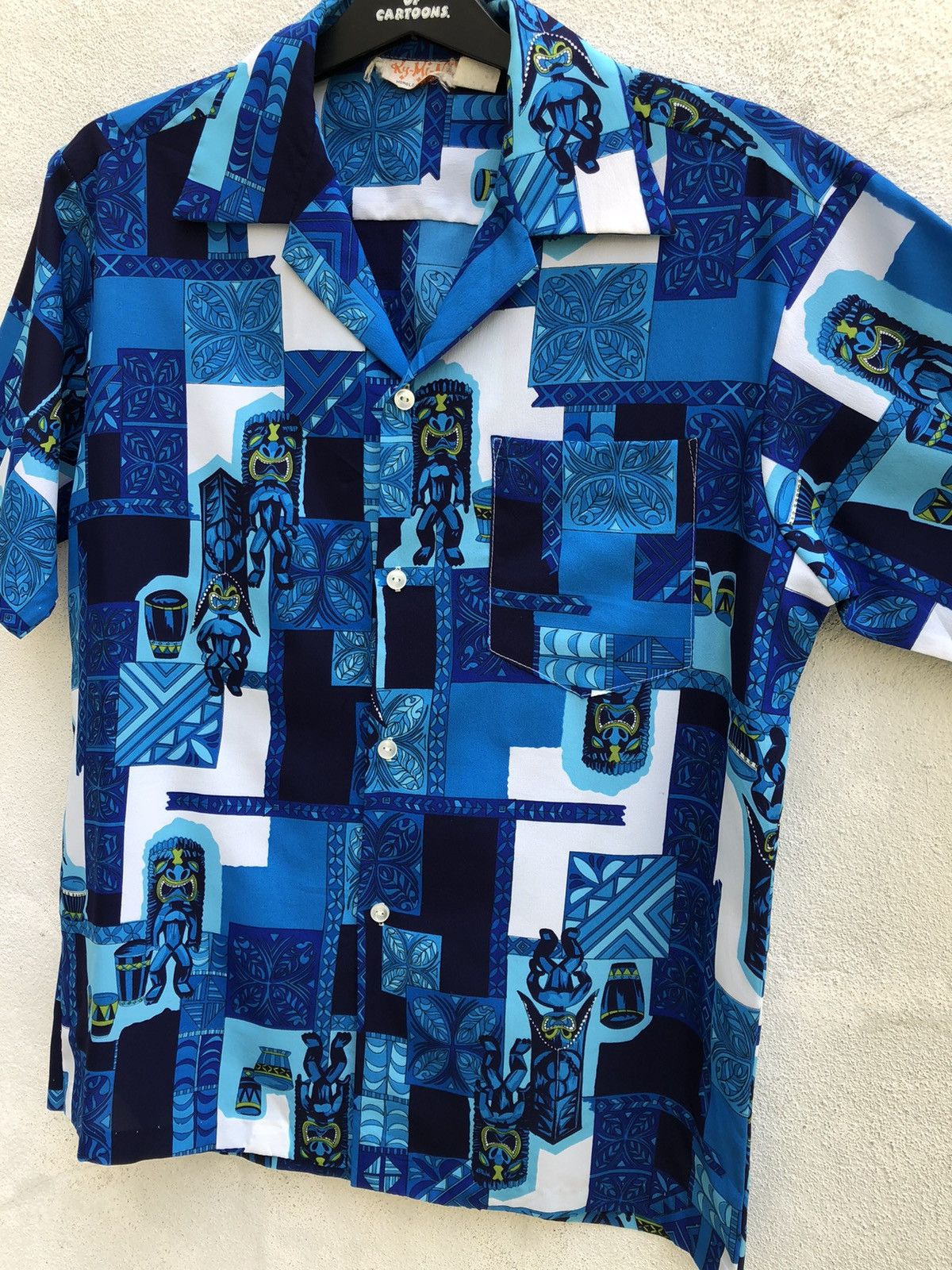 Vintage Vintage 70s Hawaiian Shirt Tiki Idol Aloha Shirt Size US M / EU 48-50 / 2 - 7 Thumbnail