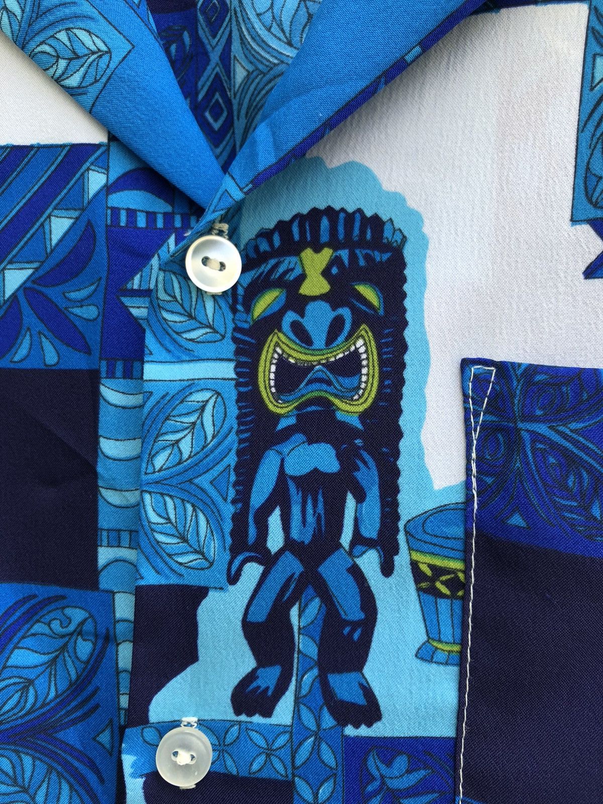 Vintage Vintage 70s Hawaiian Shirt Tiki Idol Aloha Shirt Size US M / EU 48-50 / 2 - 6 Thumbnail