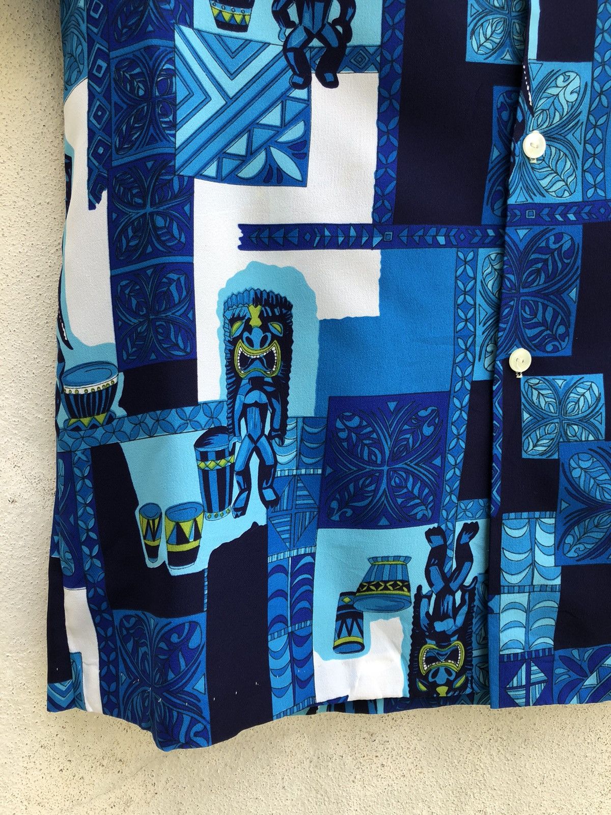 Vintage Vintage 70s Hawaiian Shirt Tiki Idol Aloha Shirt Size US M / EU 48-50 / 2 - 9 Thumbnail