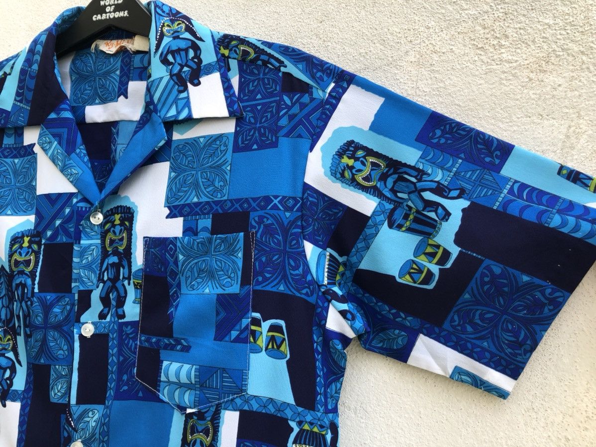 Vintage Vintage 70s Hawaiian Shirt Tiki Idol Aloha Shirt Size US M / EU 48-50 / 2 - 3 Thumbnail