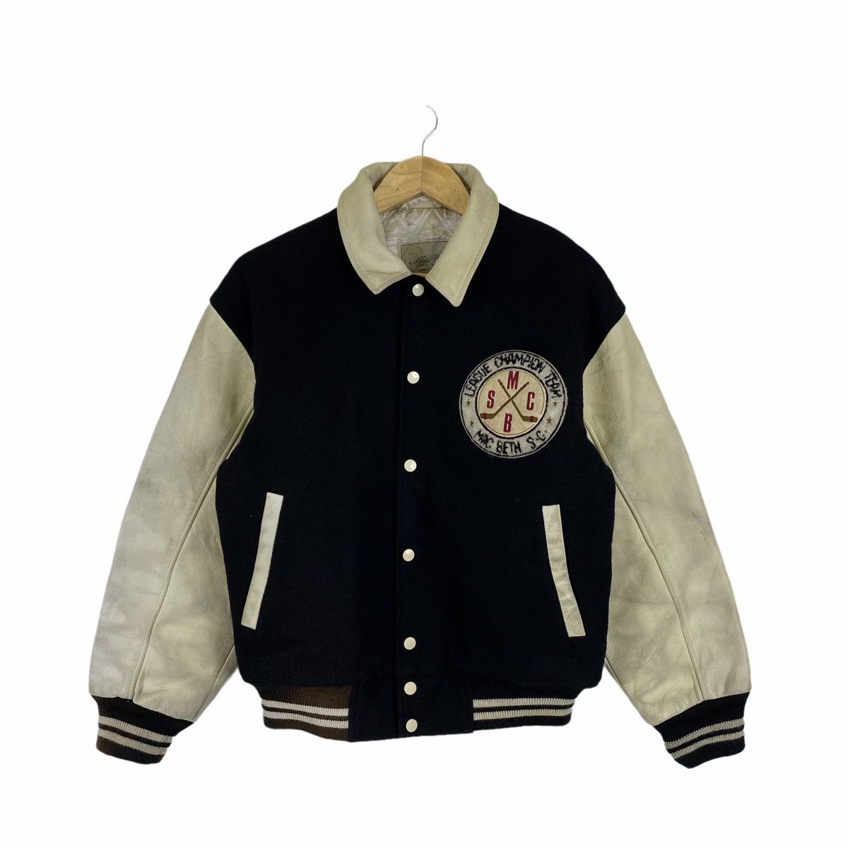 Vintage MACBETH Ice Hockey Team Leather Varsity Jacket