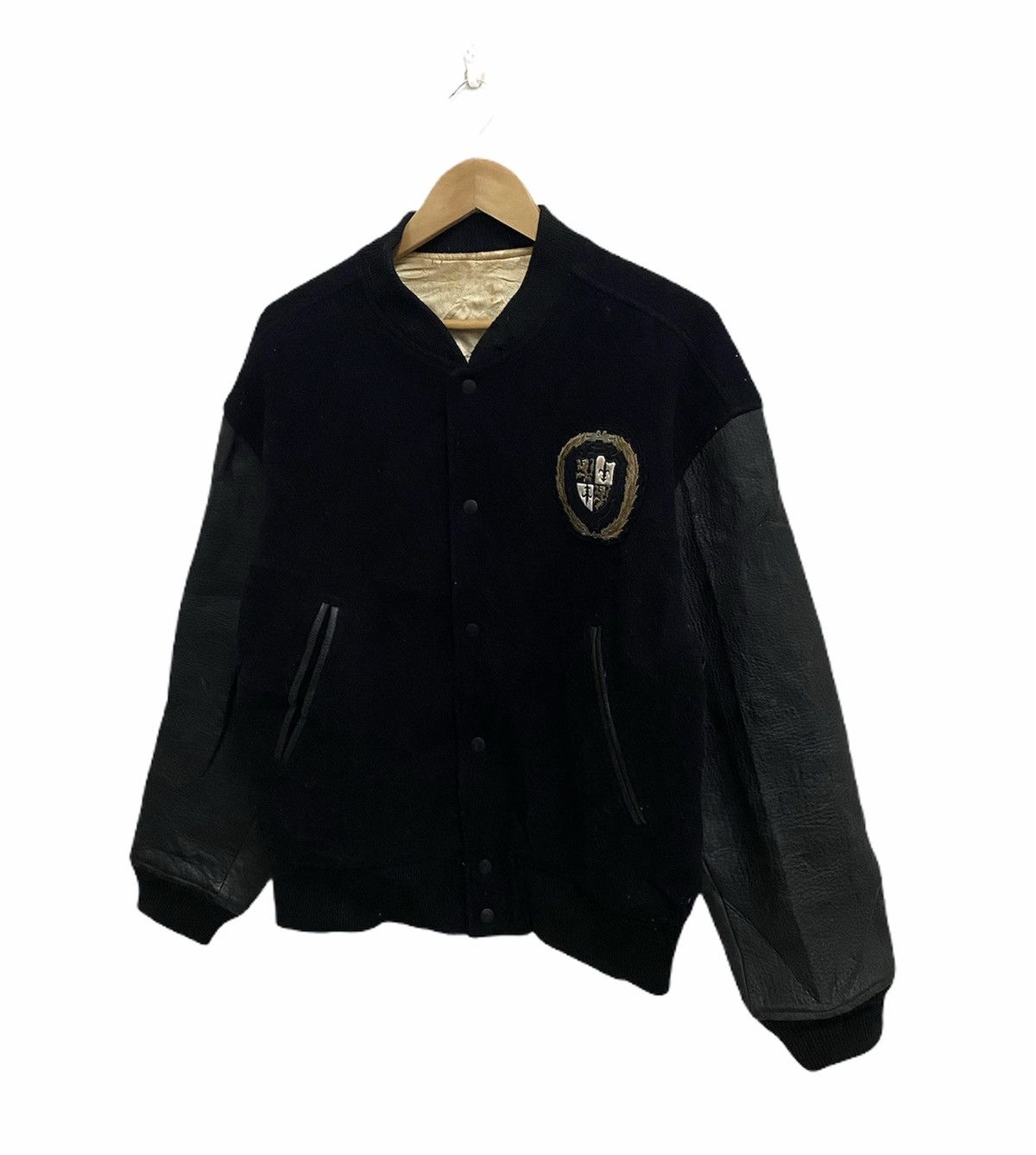 Japanese Brand × Vintage Vintage BARBICHE Japanese Wool Leather Varsity Jacket Size US L / EU 52-54 / 3 - 2 Thumbnail