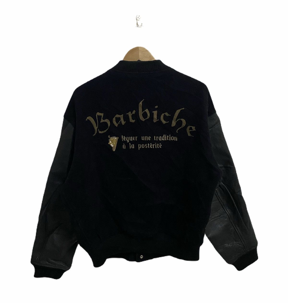 Japanese Brand × Vintage Vintage BARBICHE Japanese Wool Leather Varsity Jacket Size US L / EU 52-54 / 3 - 4 Thumbnail