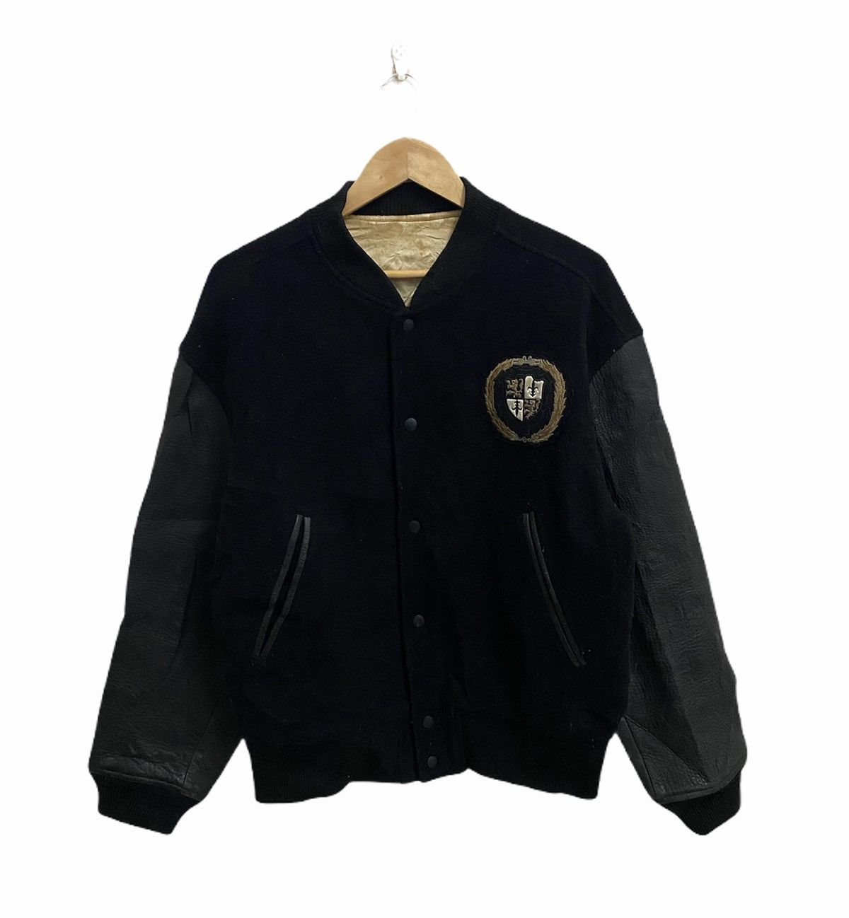 Japanese Brand × Vintage Vintage BARBICHE Japanese Wool Leather Varsity Jacket Size US L / EU 52-54 / 3 - 1 Thumbnail