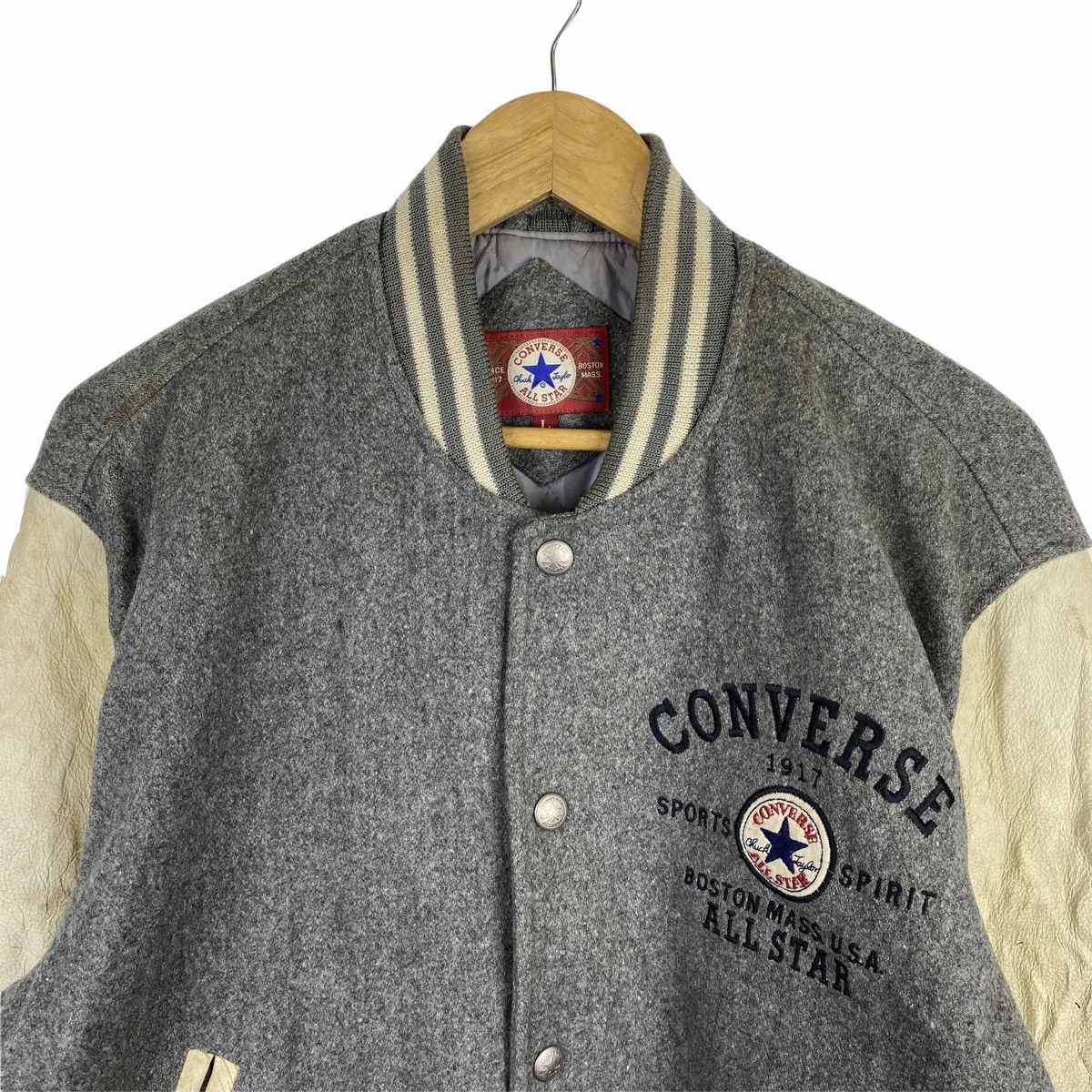 Converse Vintage CONVERSE Big Logo Leather Wool Varsity Jacket Size US L / EU 52-54 / 3 - 7 Thumbnail