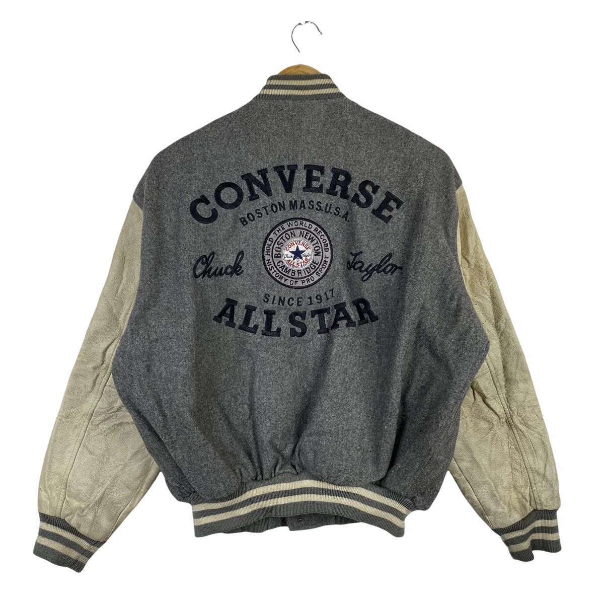 Converse Vintage CONVERSE Big Logo Leather Wool Varsity Jacket Size US L / EU 52-54 / 3 - 2 Thumbnail