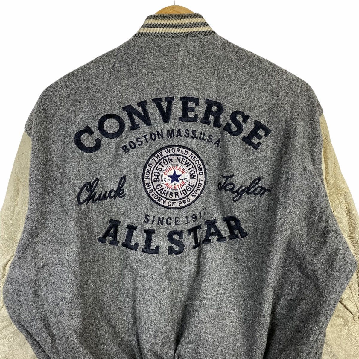 Converse Vintage CONVERSE Big Logo Leather Wool Varsity Jacket Size US L / EU 52-54 / 3 - 6 Thumbnail