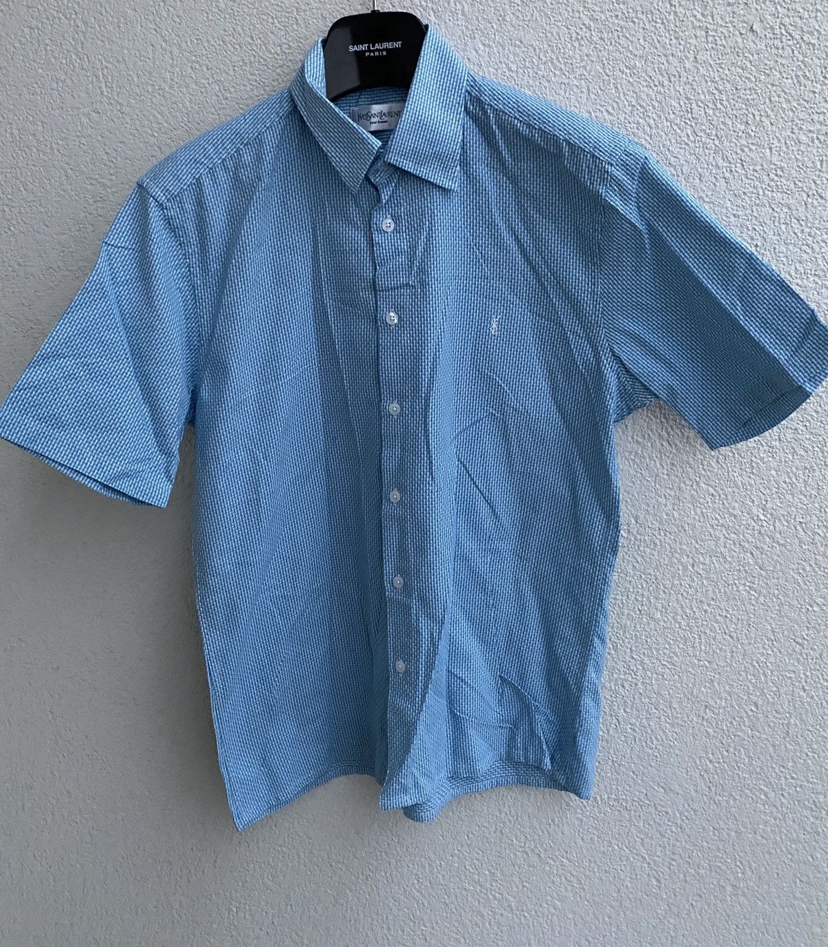 Yves Saint Laurent Summer YSL Shirt Blue Cotton Size US M / EU 48-50 / 2 - 11 Thumbnail