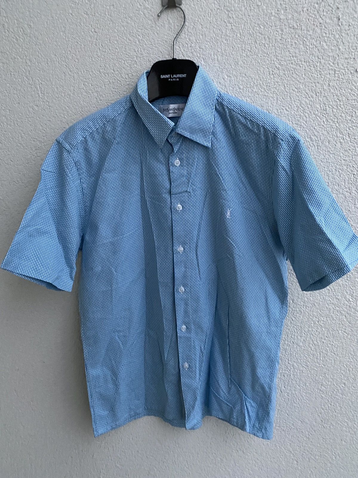 Yves Saint Laurent Summer YSL Shirt Blue Cotton Size US M / EU 48-50 / 2 - 3 Thumbnail
