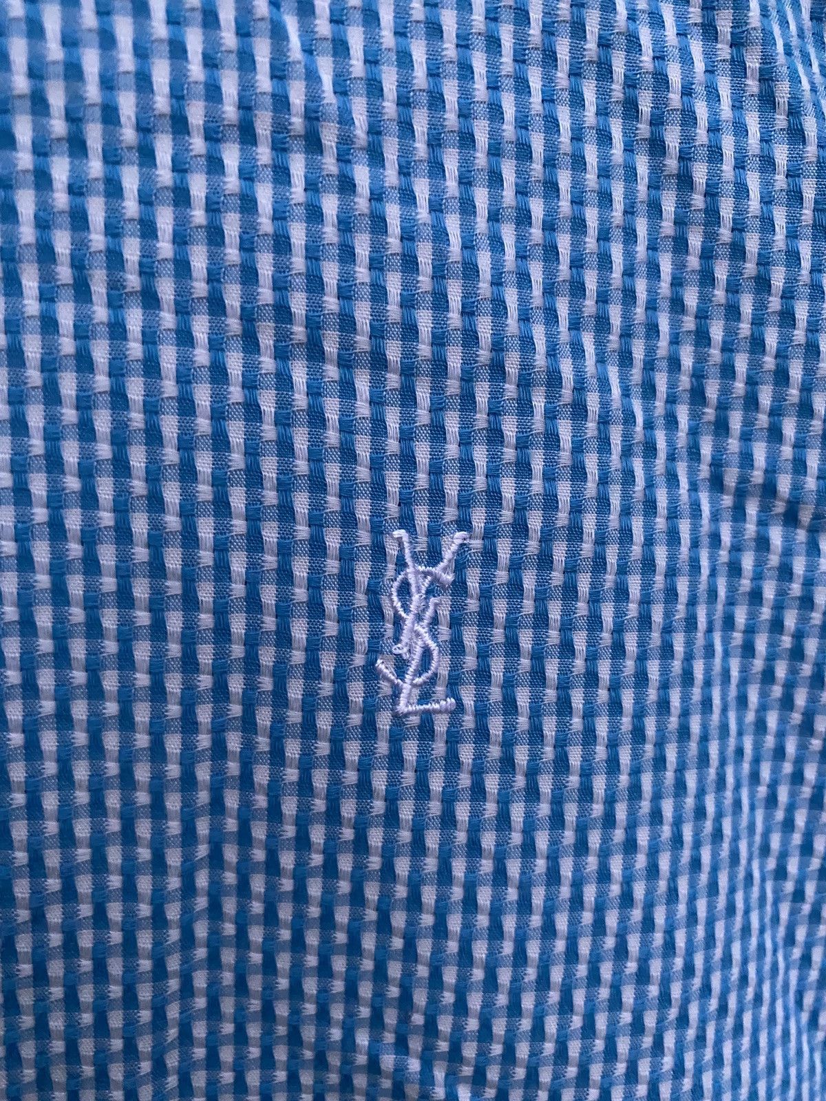 Yves Saint Laurent Summer YSL Shirt Blue Cotton Size US M / EU 48-50 / 2 - 1 Thumbnail