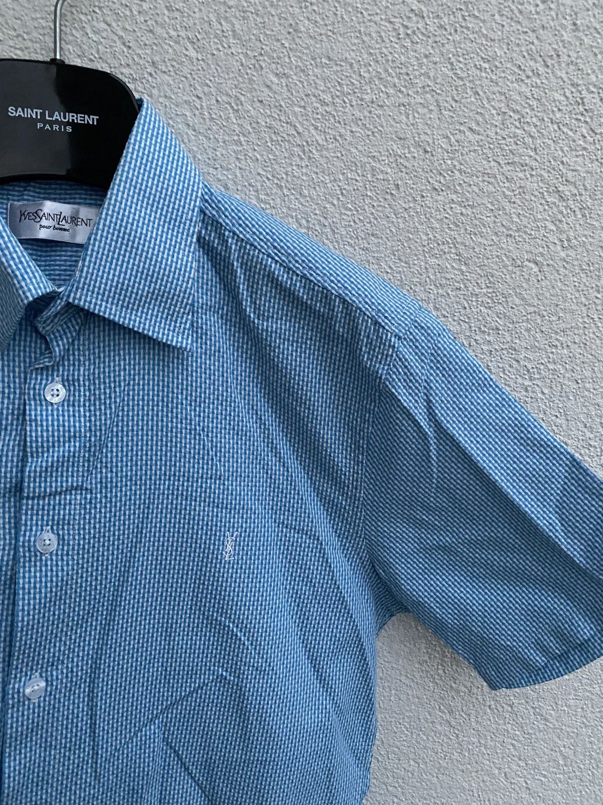 Yves Saint Laurent Summer YSL Shirt Blue Cotton Size US M / EU 48-50 / 2 - 2 Thumbnail