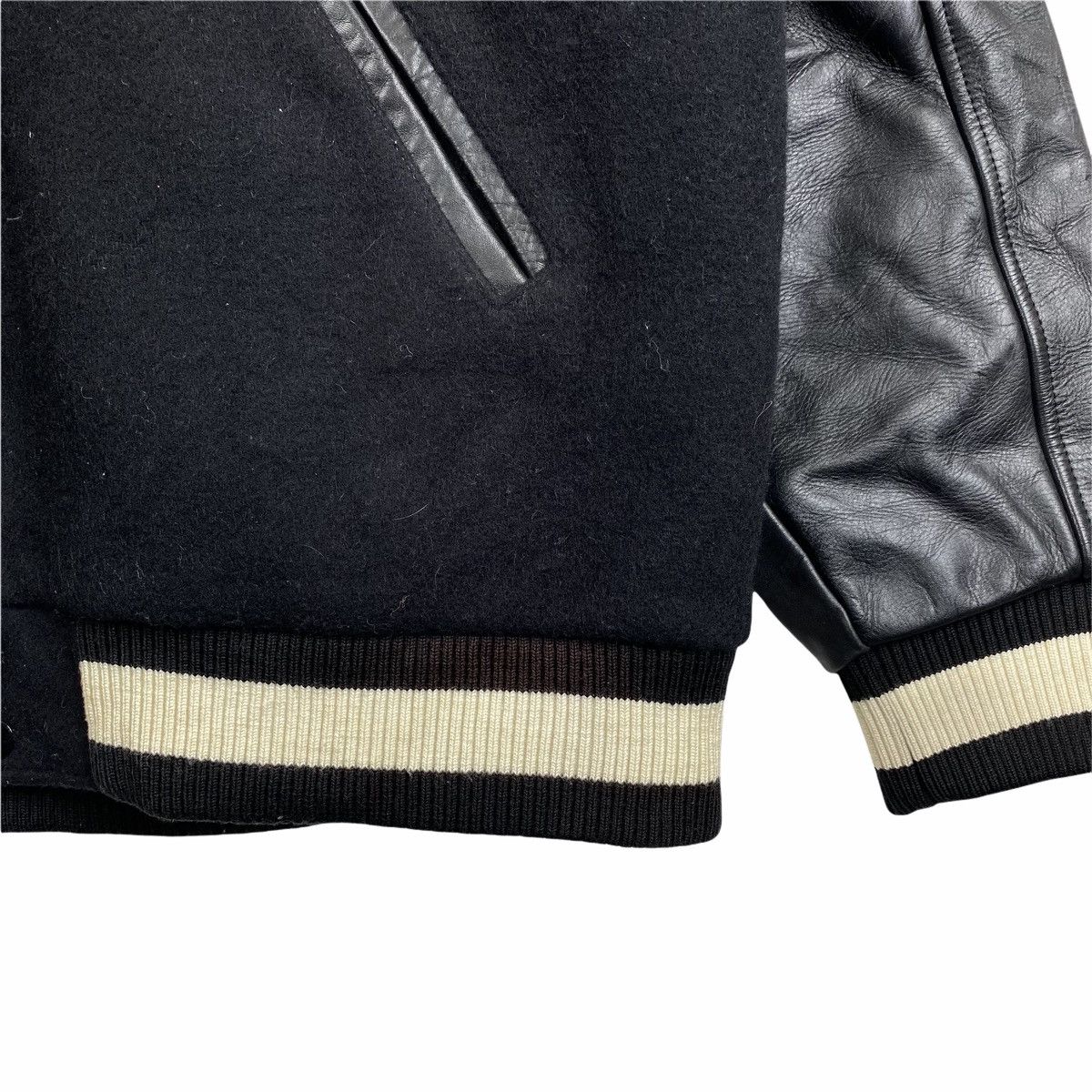 Vintage Vintage MINISTYLES Big Logo Leather Wool Varsity Jacket Size US XL / EU 56 / 4 - 9 Thumbnail