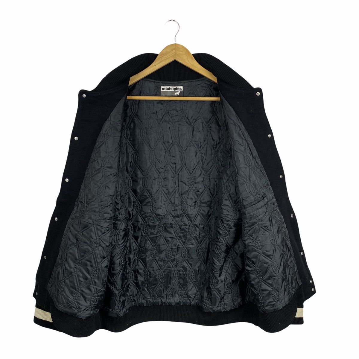 Vintage Vintage MINISTYLES Big Logo Leather Wool Varsity Jacket Size US XL / EU 56 / 4 - 3 Thumbnail