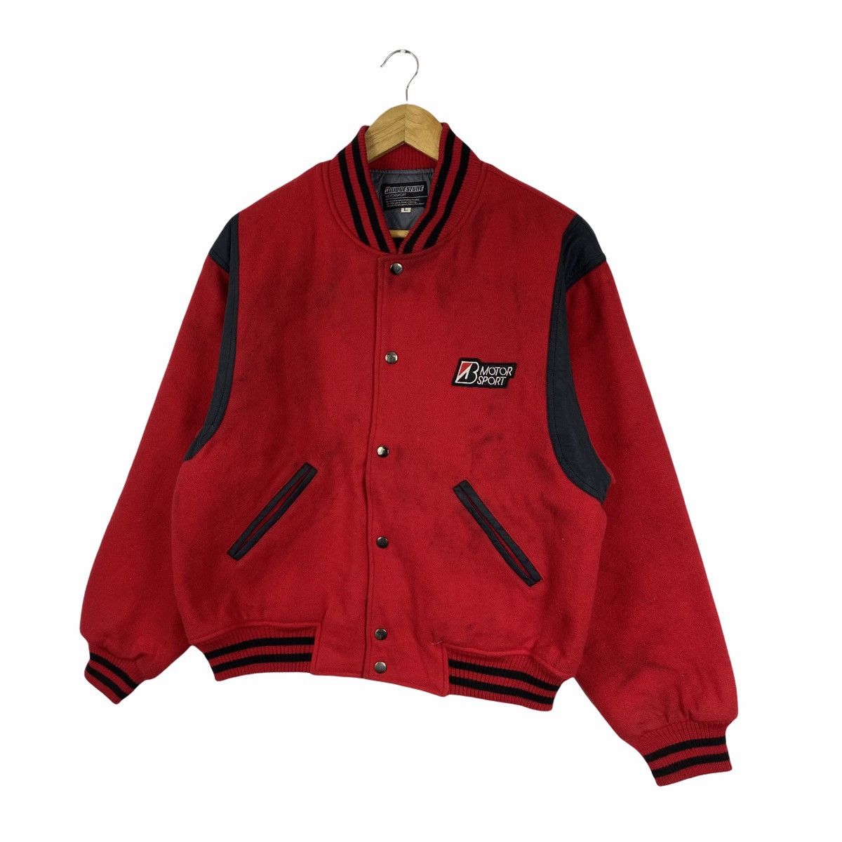 Sports Specialties Vintage BRIDGESTONE Motorsport Racing Wool Varsity Jacket Size US L / EU 52-54 / 3 - 4 Thumbnail