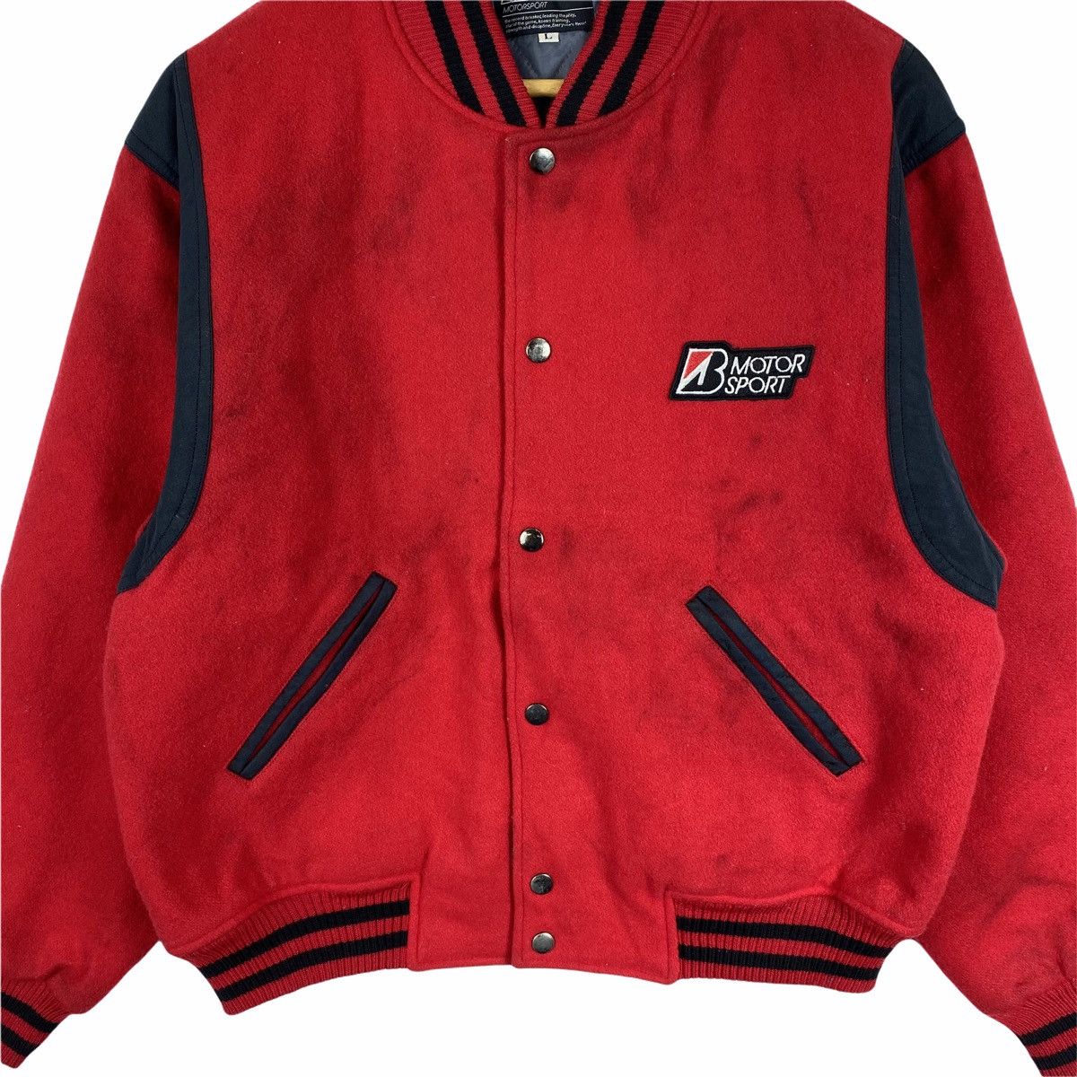 Sports Specialties Vintage BRIDGESTONE Motorsport Racing Wool Varsity Jacket Size US L / EU 52-54 / 3 - 7 Thumbnail