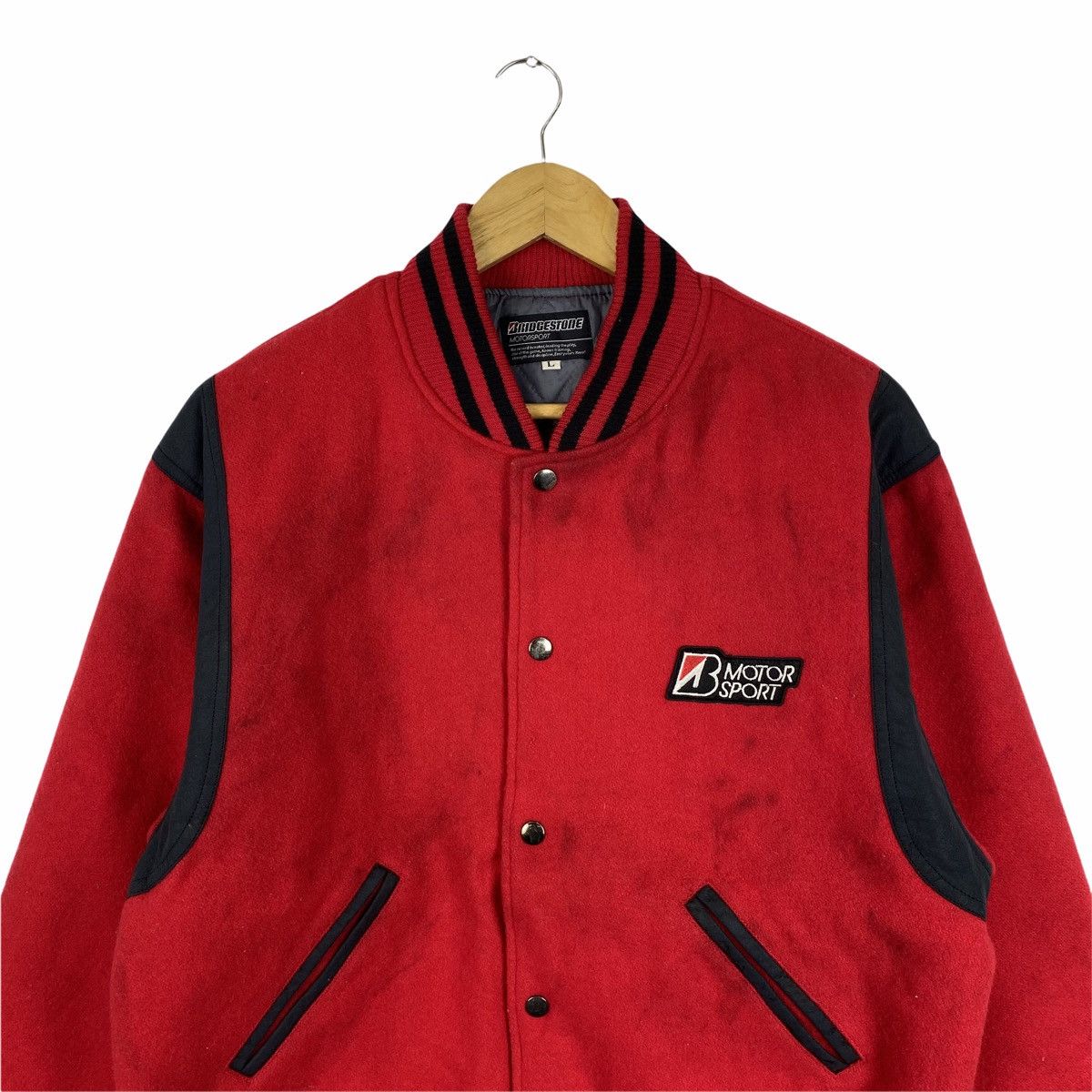 Sports Specialties Vintage BRIDGESTONE Motorsport Racing Wool Varsity Jacket Size US L / EU 52-54 / 3 - 5 Thumbnail