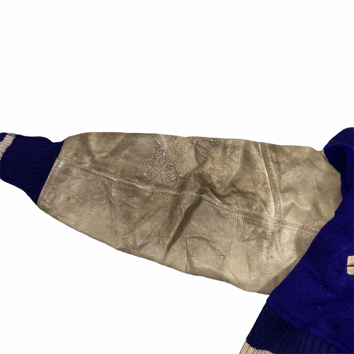Vintage Vintage WRITING KRIS SWENSON Bomber Varsity Leather Jacket Size US S / EU 44-46 / 1 - 15 Thumbnail
