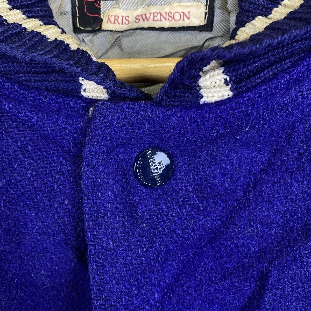 Vintage Vintage WRITING KRIS SWENSON Bomber Varsity Leather Jacket Size US S / EU 44-46 / 1 - 10 Thumbnail