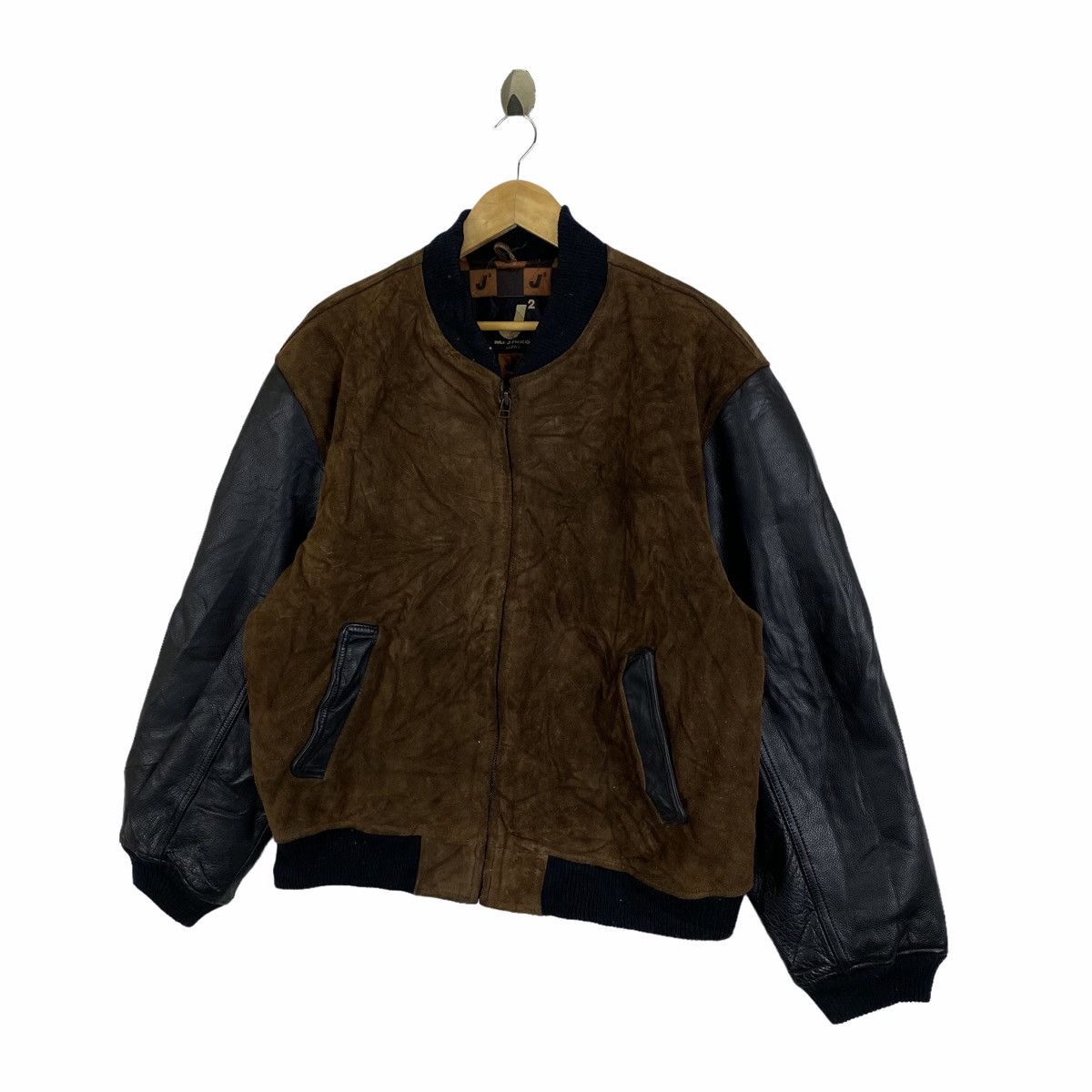 Mr. Junko Vintage MR JUNKO JEANS Japanese Suede Leather Varsity Jacket Size US L / EU 52-54 / 3 - 4 Thumbnail
