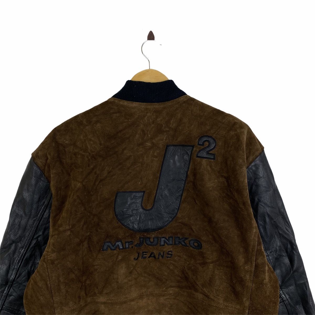 Mr. Junko Vintage MR JUNKO JEANS Japanese Suede Leather Varsity Jacket Size US L / EU 52-54 / 3 - 5 Thumbnail