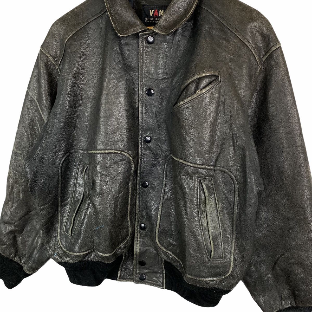 Van Vintage VAN JAC Japanese Brand Leather Varsity Jacket Size US L / EU 52-54 / 3 - 6 Thumbnail