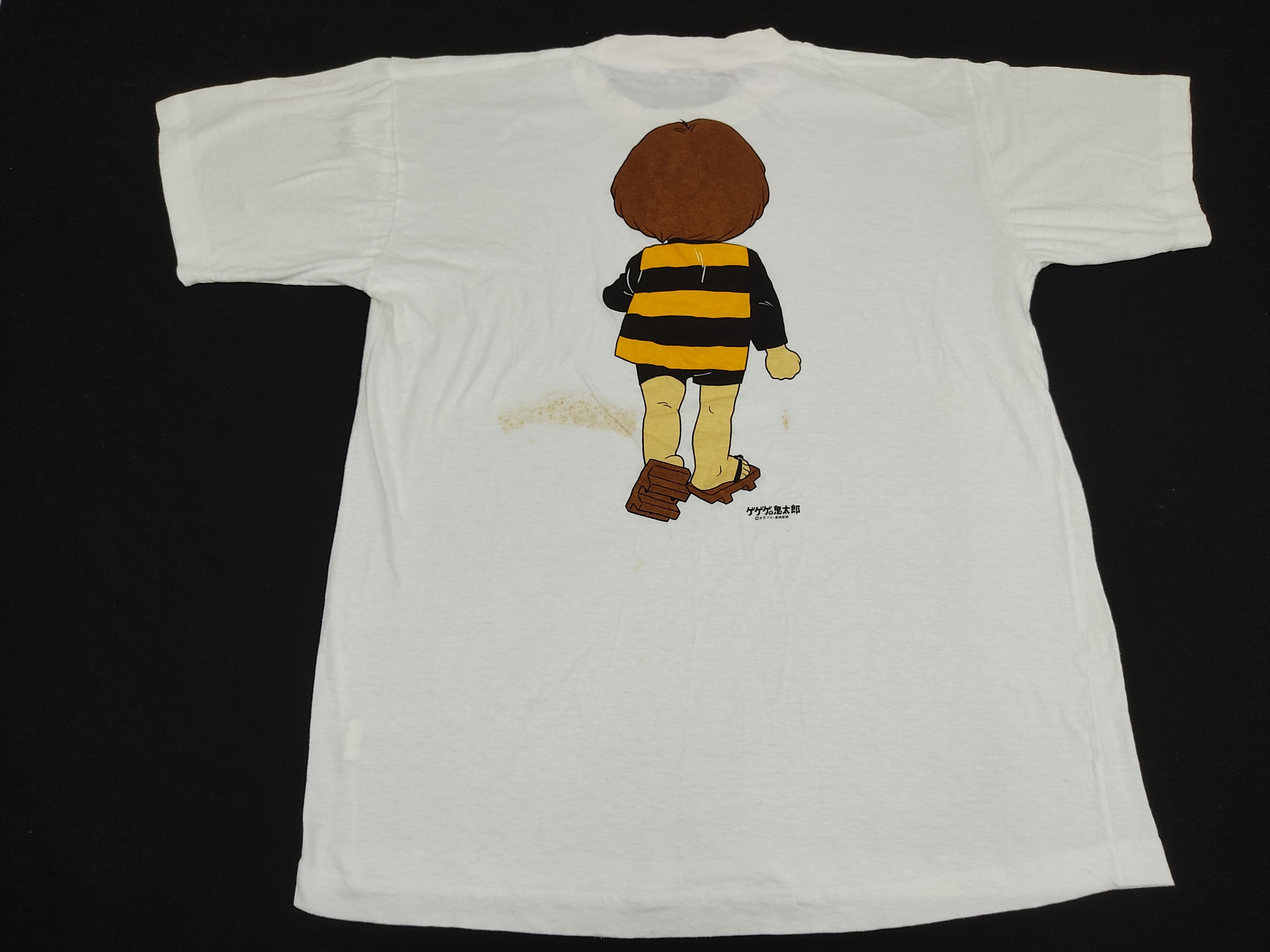 image of Anima x Vintage 90 Anime Cartoon Design Big Character Printed in White, Men's (Size Medium)