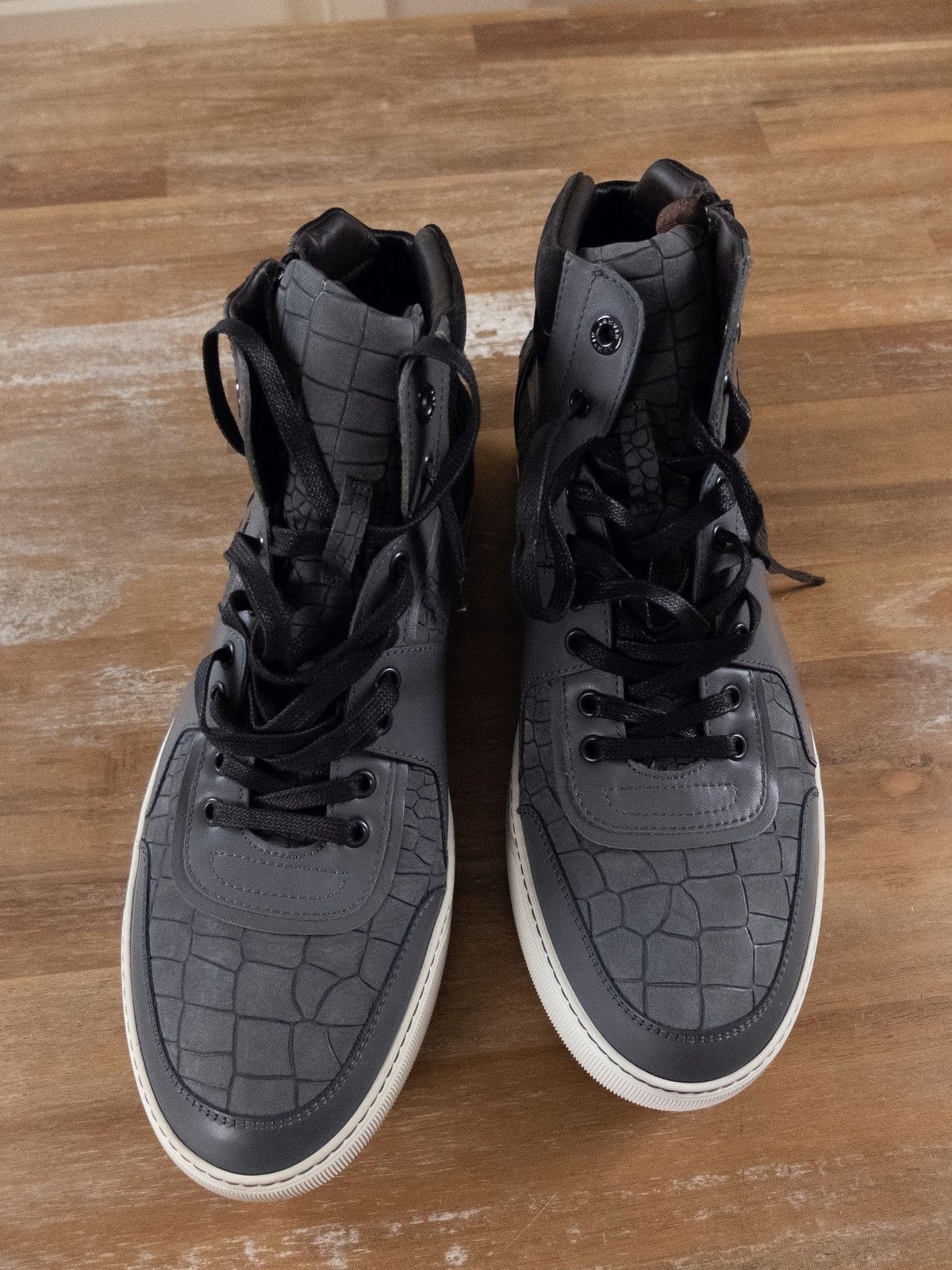 Lanvin LANVIN high top blue gray calfskin sneakers - 13 US / 46 EU Size US 13 / EU 46 - 2 Thumbnail