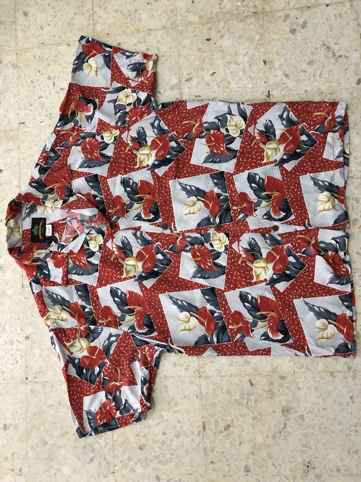 Vintage 80s 90s Pineapple Juice Taro Leaves Rayon Hawaiian Shirt Size US M / EU 48-50 / 2 - 10 Thumbnail