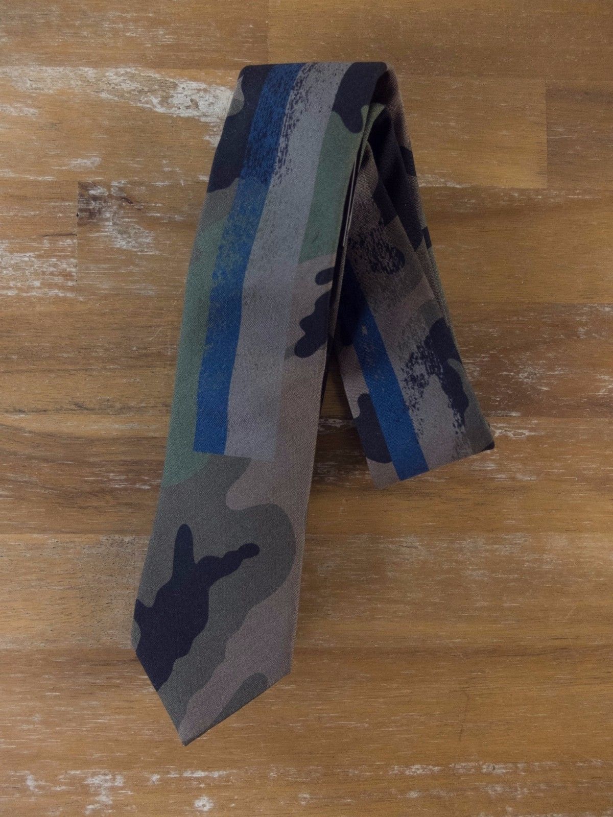 Valentino VALENTINO green brown skinny camouflage camo silk tie Size ONE SIZE - 1 Thumbnail