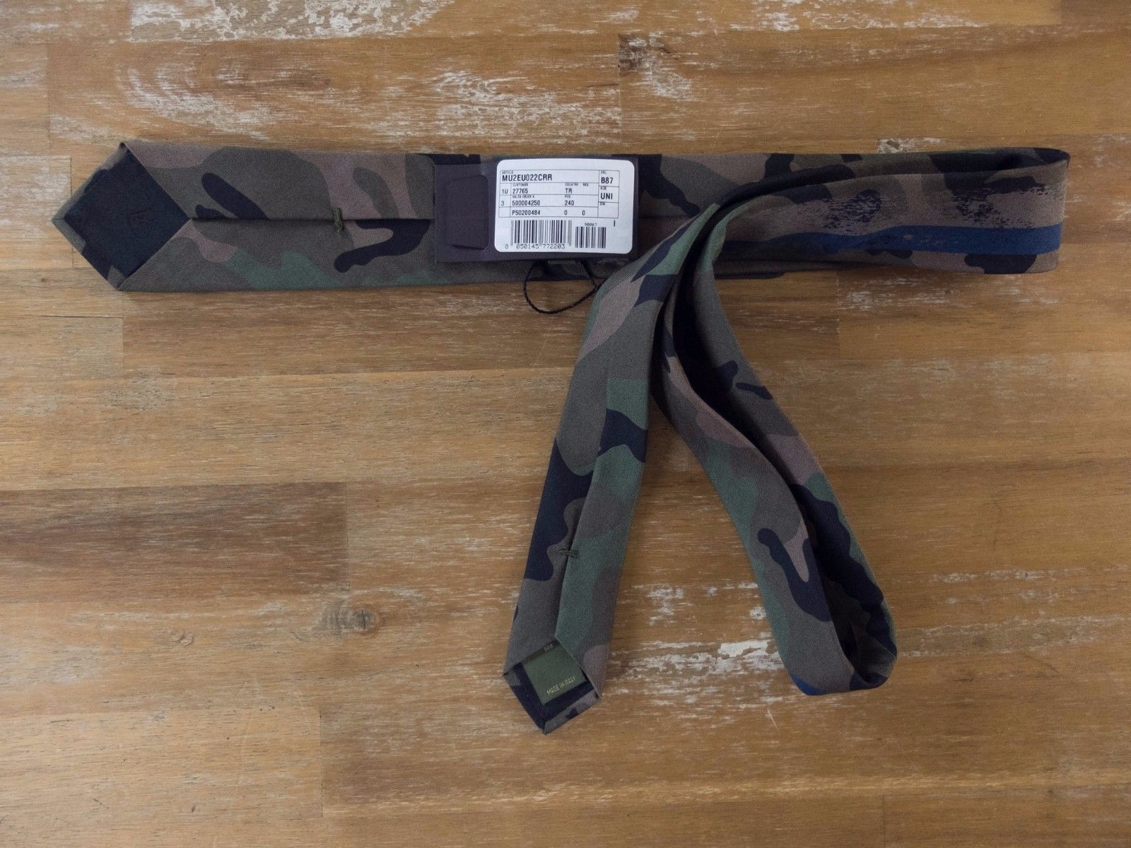 Valentino VALENTINO green brown skinny camouflage camo silk tie Size ONE SIZE - 2 Thumbnail