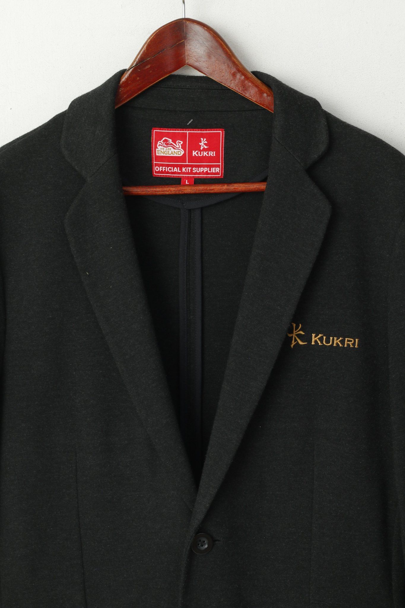 Vintage Kukri Men L Blazer Charcoal Official England Rugby 5934 Size 42R - 2 Thumbnail