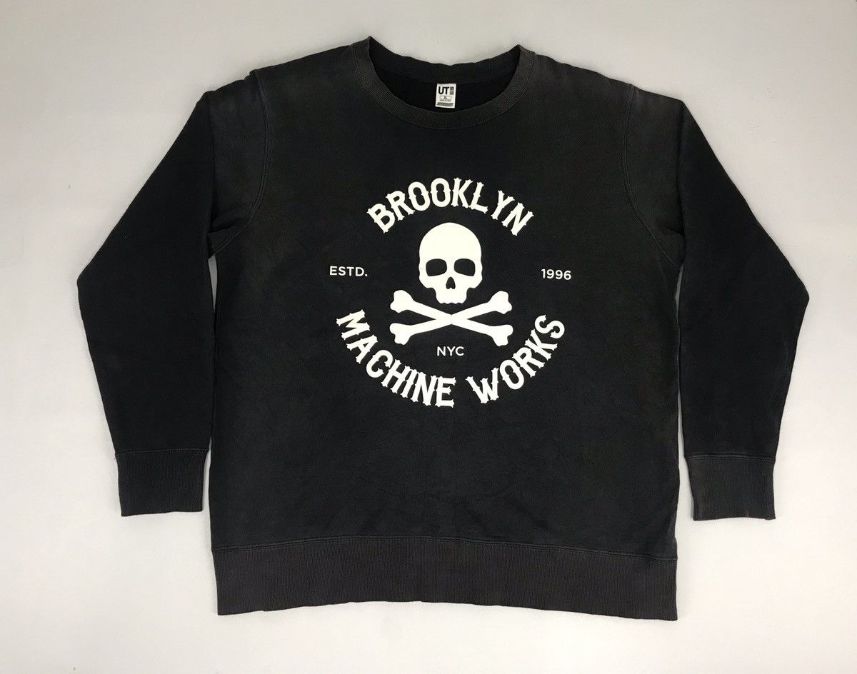 image of Brooklyn Machine Works Nyc Sweatshirt Jacket Skull Art in Black, Men's (Size Large)