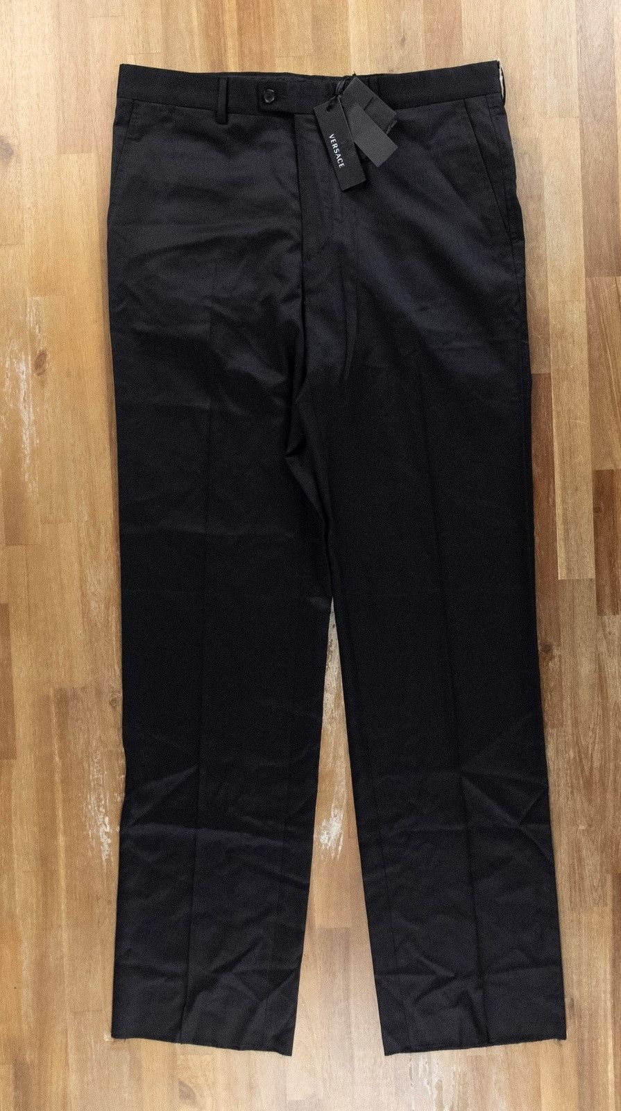 image of Versace Regular Fit Black Wool Pants Trousers 38 Us / 54 It, Men's