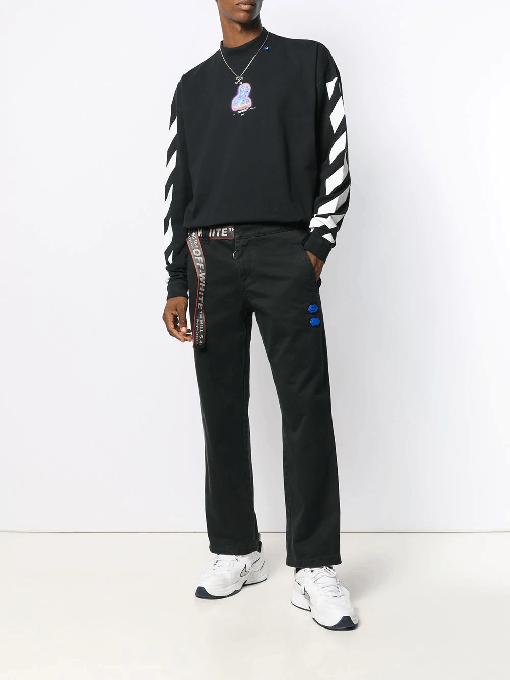 Off-White $745 OFF-WHITE black industrial belt cotton chinos pants 31 Size US 31 - 3 Thumbnail