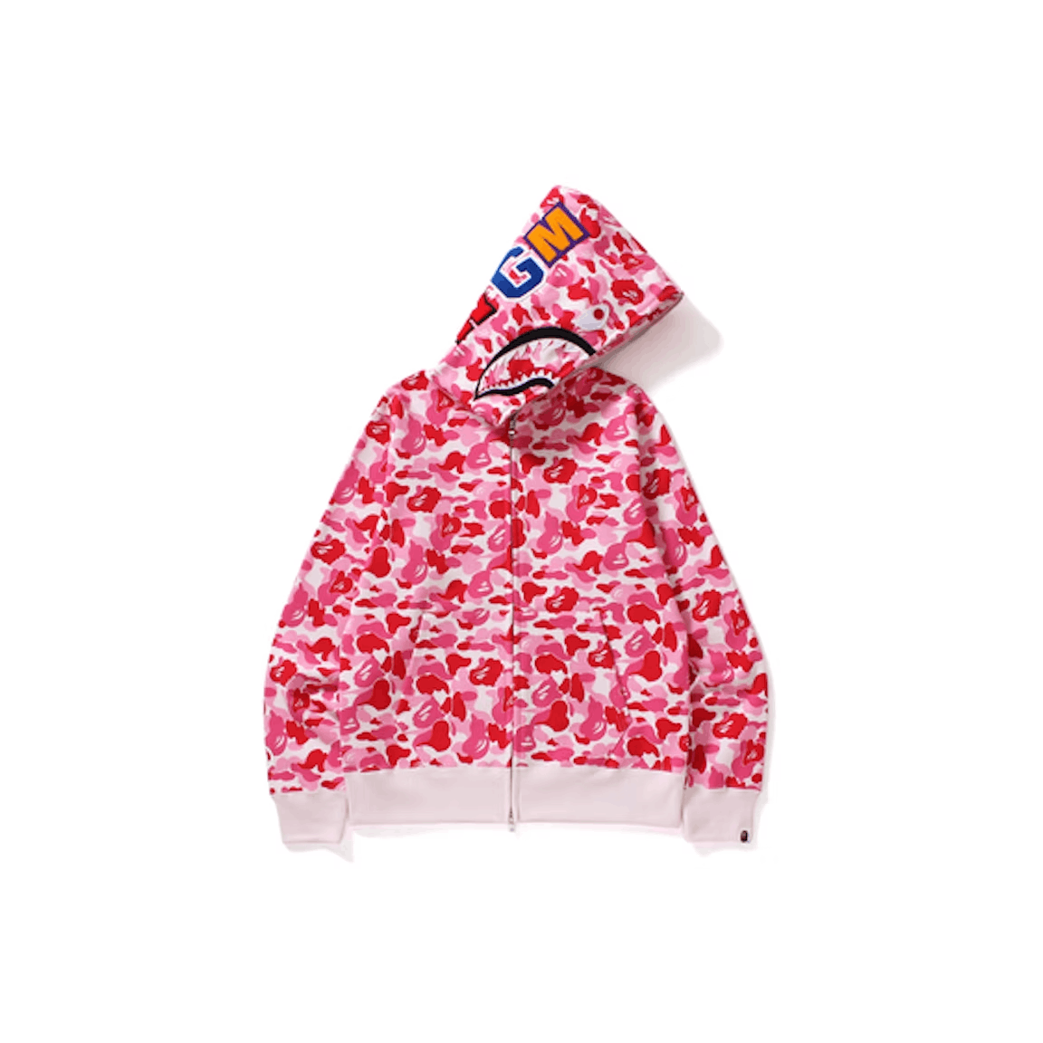 Image of Bape Abc Camo Shark Full Zip Hoodie Pink, Men's (Size Small)