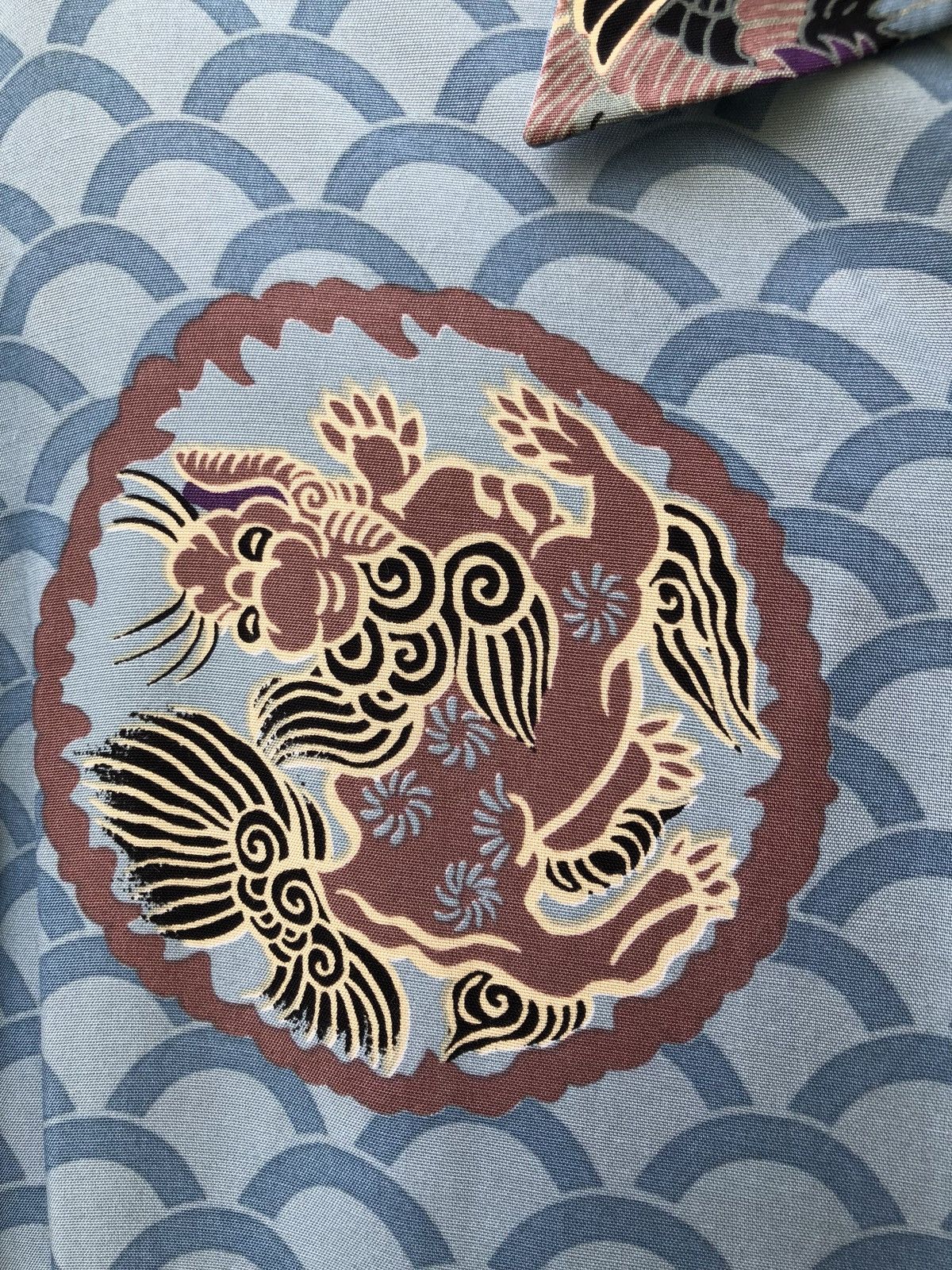 Vintage Japan Brand DOG FIGHT Lion Dog Emblem Rayon Hawaiian Size US M / EU 48-50 / 2 - 8 Thumbnail