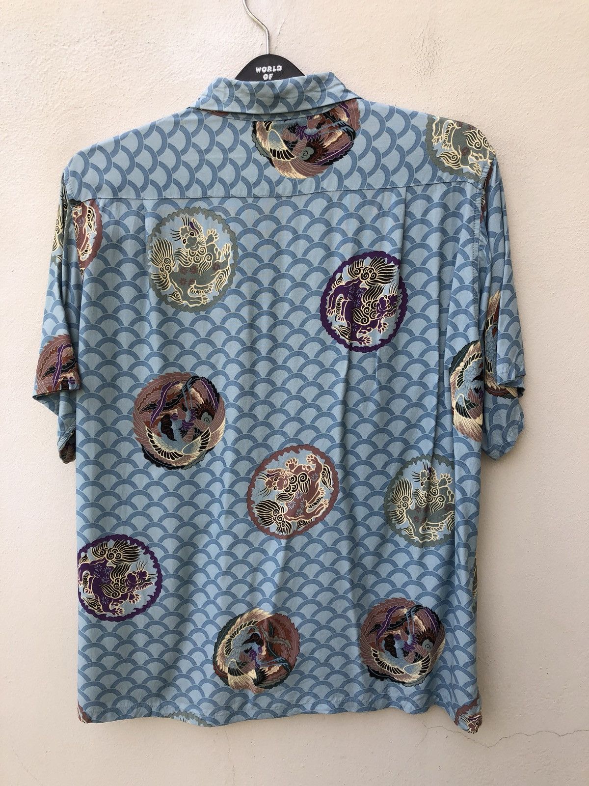 Vintage Japan Brand DOG FIGHT Lion Dog Emblem Rayon Hawaiian Size US M / EU 48-50 / 2 - 12 Thumbnail