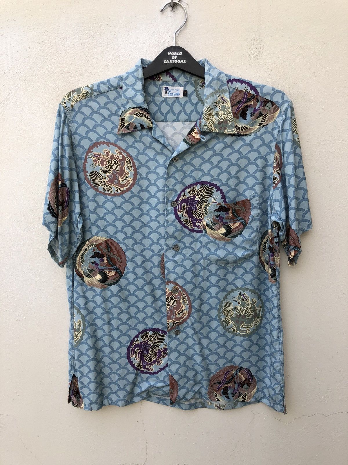 Vintage Japan Brand DOG FIGHT Lion Dog Emblem Rayon Hawaiian Size US M / EU 48-50 / 2 - 1 Thumbnail